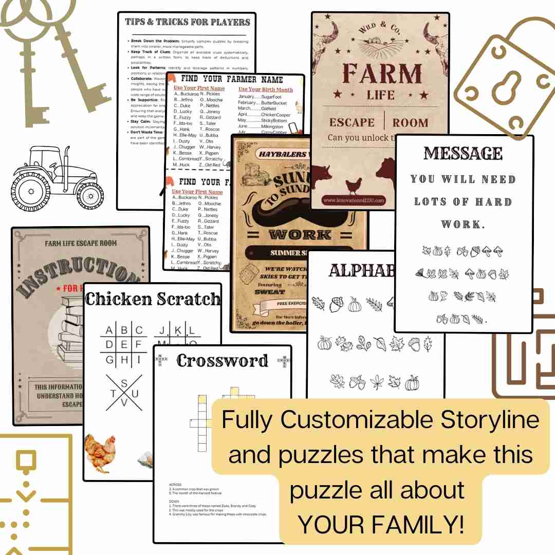 Escape Room for Family Reunions | Editable & Customizable Farm Life Escape Room | Digital Download
