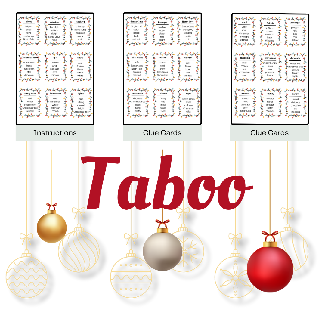 Christmas Games Set 3: 5 Low Prep Party Games for Team Challenge | Holiday Office Party | Family Game Night | Instant Download