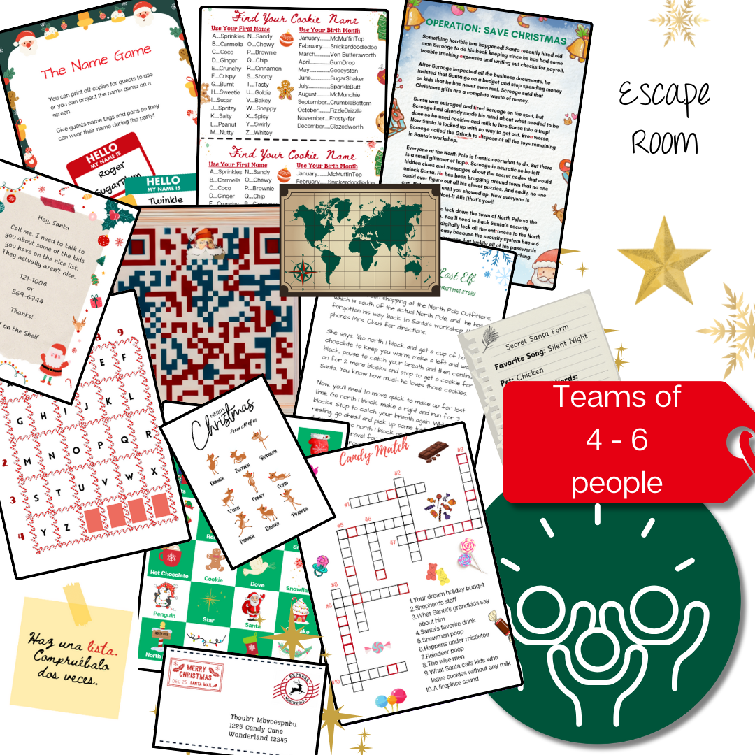 Christmas Escape Room Set 1: Save Santa from Scrooge and the Grinch | Christmas Game for Kids | Team Game | Instant Download