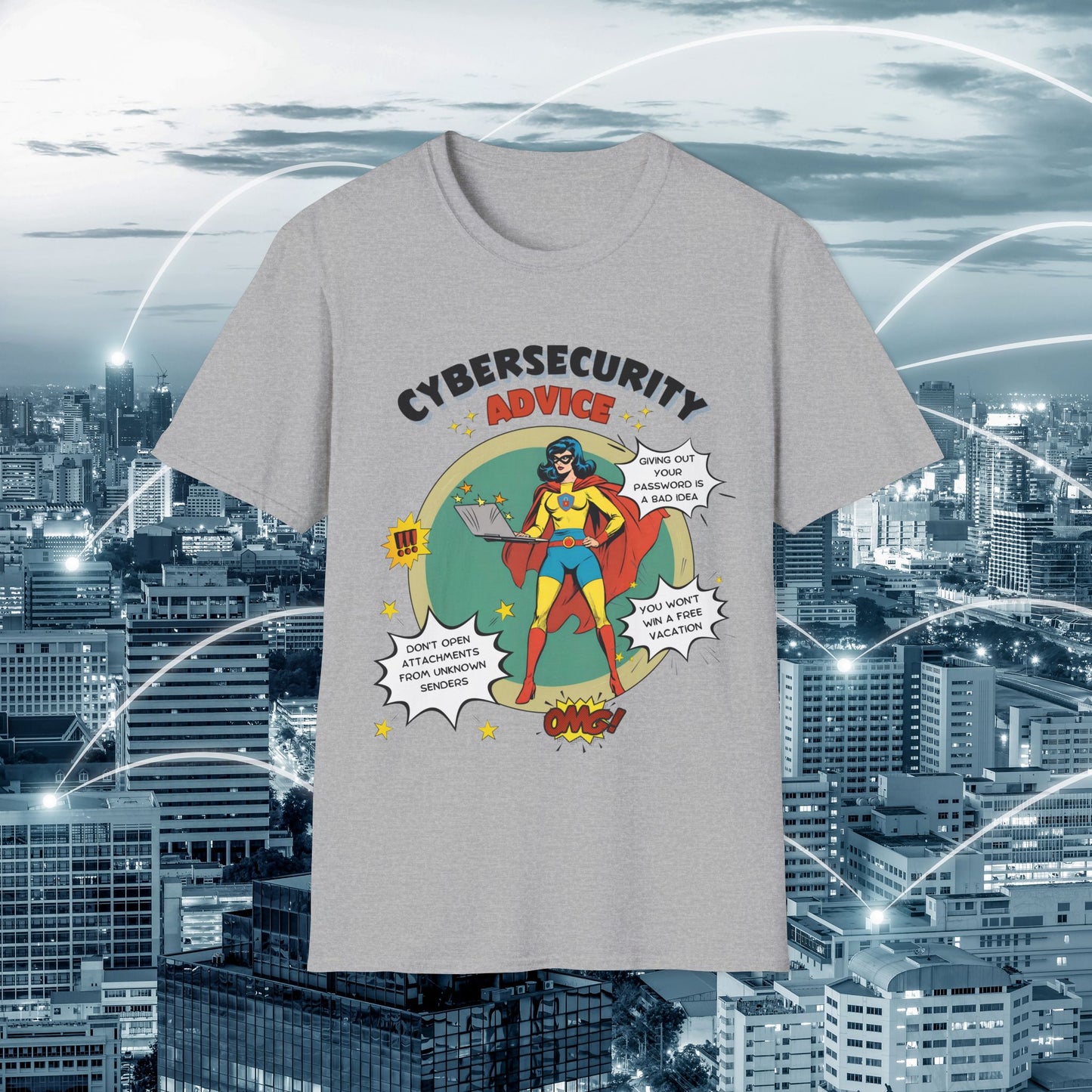 Women in stem Superhero shirt | Female Cybersecurity Advice | Vintage comic style