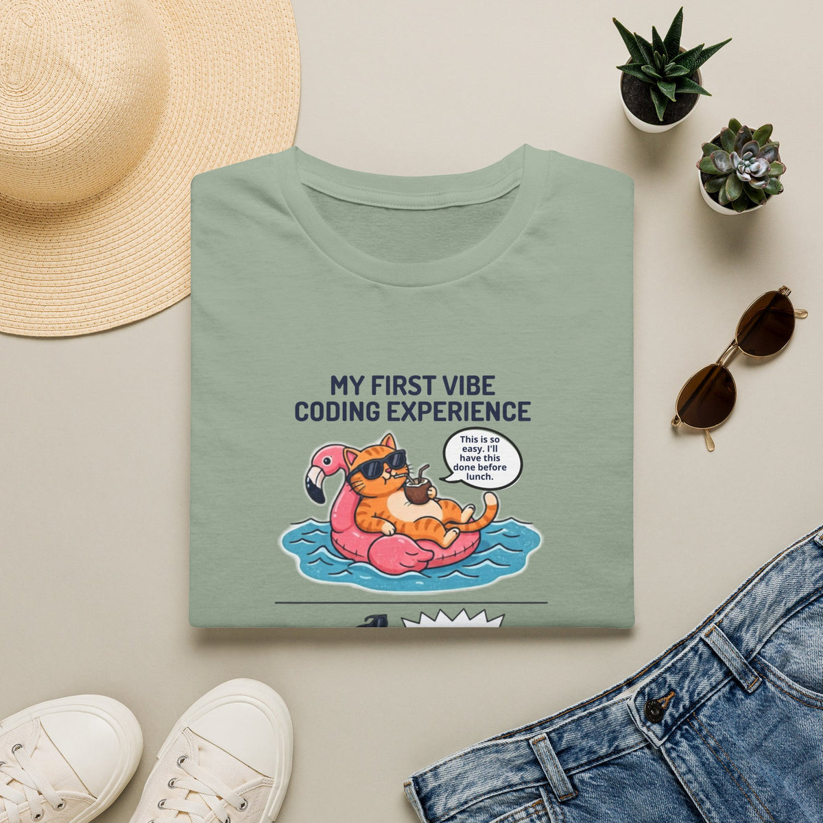 Hilarious Vibe Coder shirt | Cat is Vibe Coding until it's time to Debug | Debugging Nightmare for Vibe Coders | Funny Tech shirt