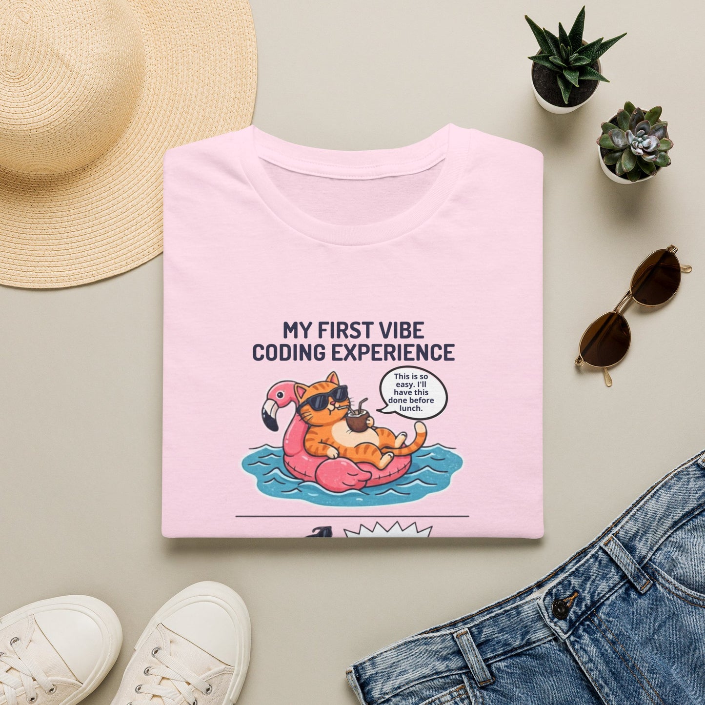 Hilarious Vibe Coder shirt | Cat is Vibe Coding until it's time to Debug | Debugging Nightmare for Vibe Coders | Funny Tech shirt