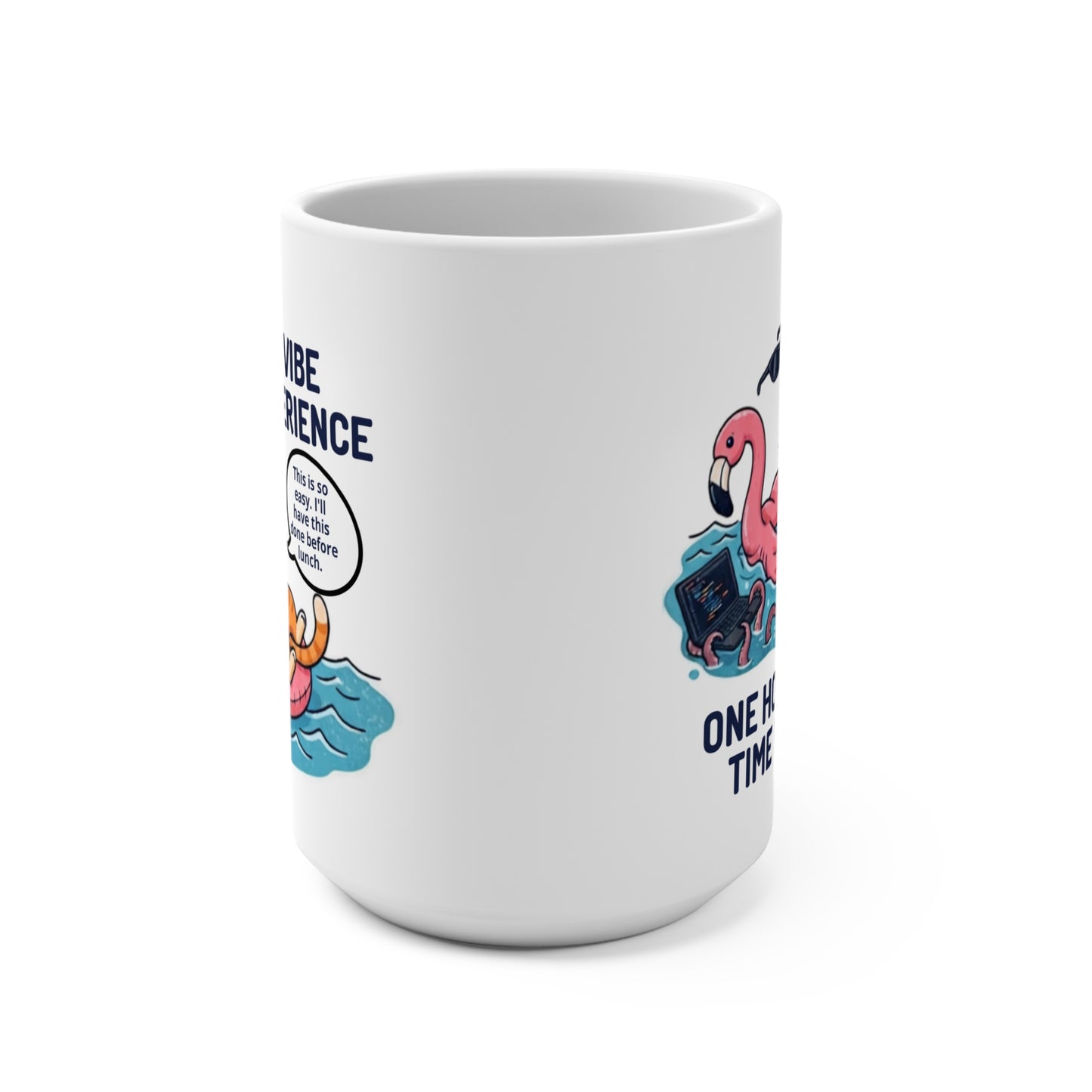 Funny Vibe Coder Mug | Vibe Coding Cat Goes into Chaos......One Hour Later... Time to Debug 15oz Programmer Mug