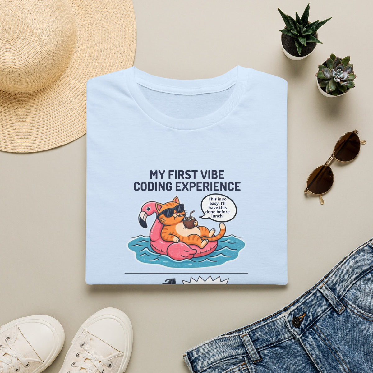 Hilarious Vibe Coder shirt | Cat is Vibe Coding until it's time to Debug | Debugging Nightmare for Vibe Coders | Funny Tech shirt