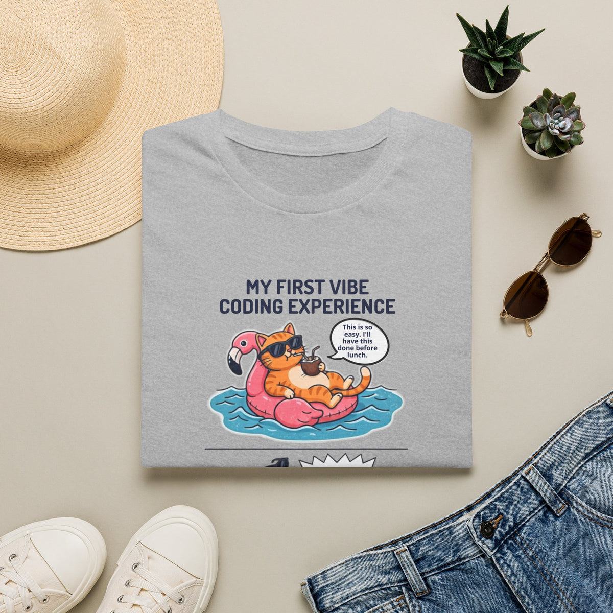Hilarious Vibe Coder shirt | Cat is Vibe Coding until it's time to Debug | Debugging Nightmare for Vibe Coders | Funny Tech shirt