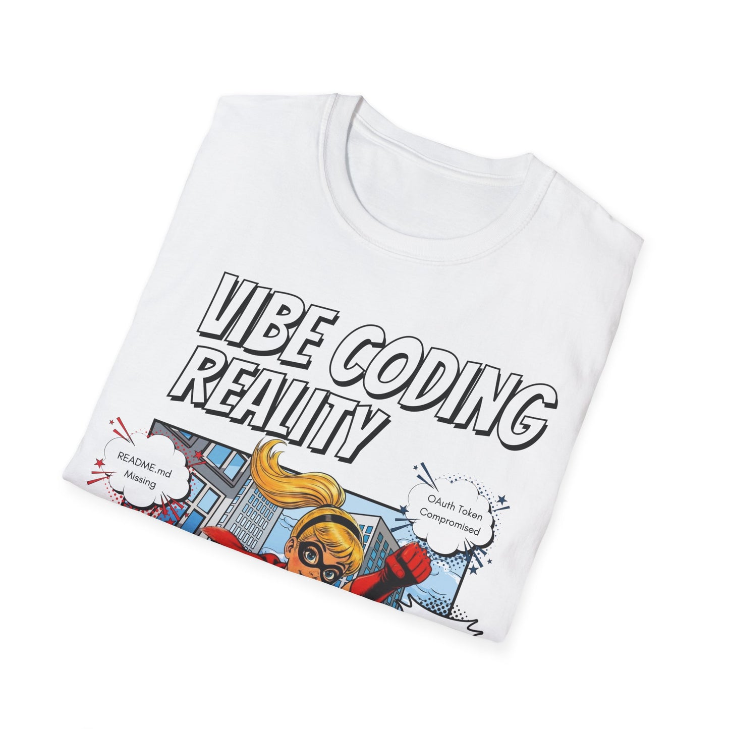 Vibe Coding Reality T-Shirt | Funny Female Senior Dev Super Hero |  Programmer Comic Tee | Vibe Coders are Fueled by Dreams