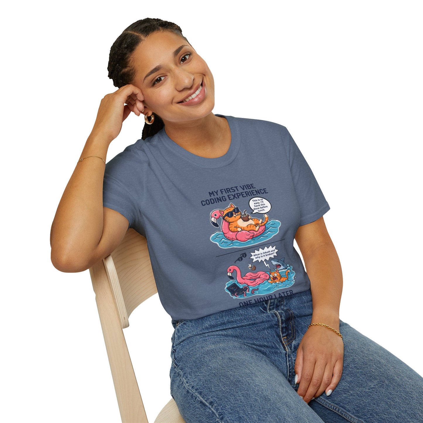 Hilarious Vibe Coder shirt | Cat is Vibe Coding until it's time to Debug | Debugging Nightmare for Vibe Coders | Funny Tech shirt