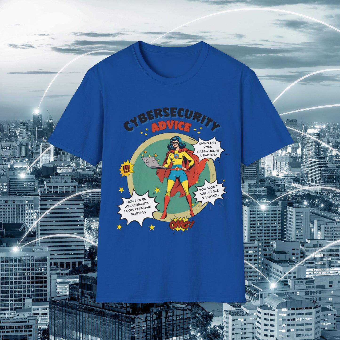 Women in stem Superhero shirt | Female Cybersecurity Advice | Vintage comic style
