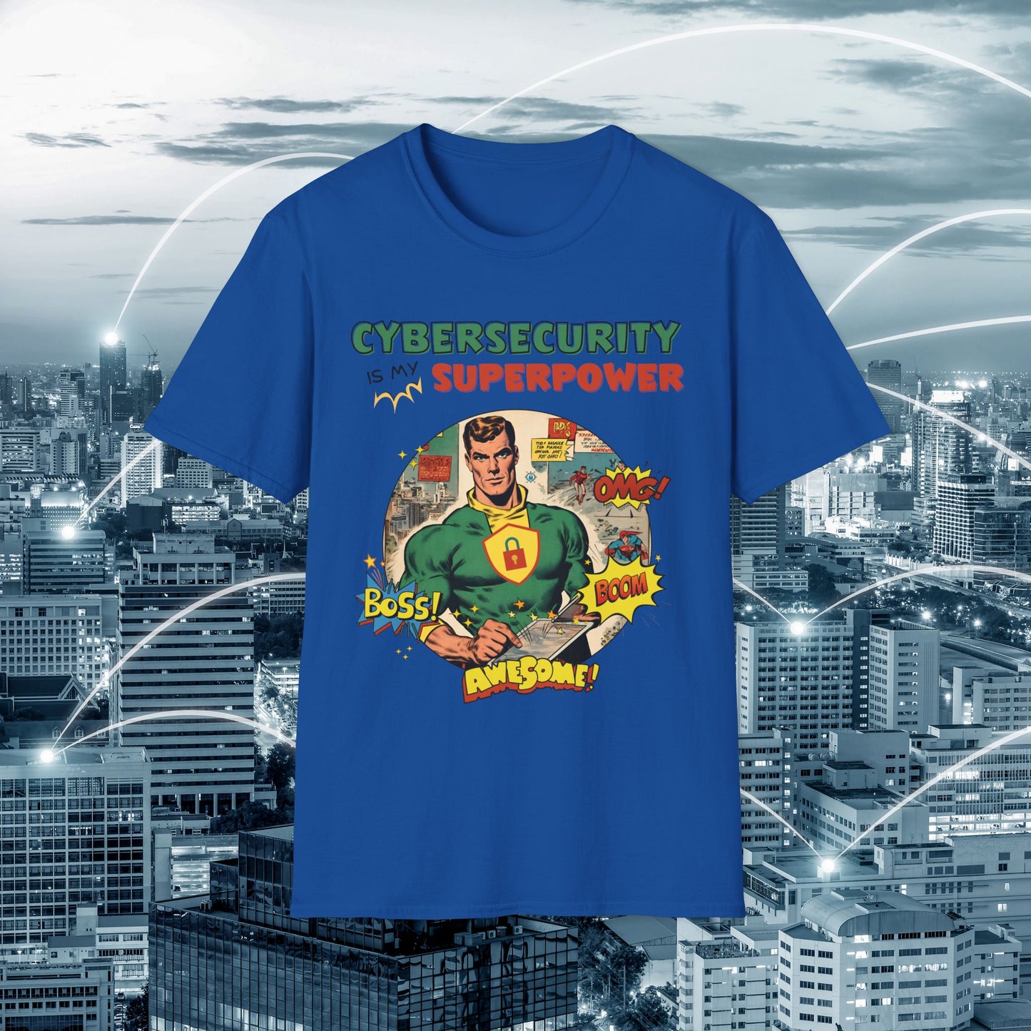 Cyber Security is my Superpower shirt | Cybersecurity Superhero shirt | Vintage Comic book style