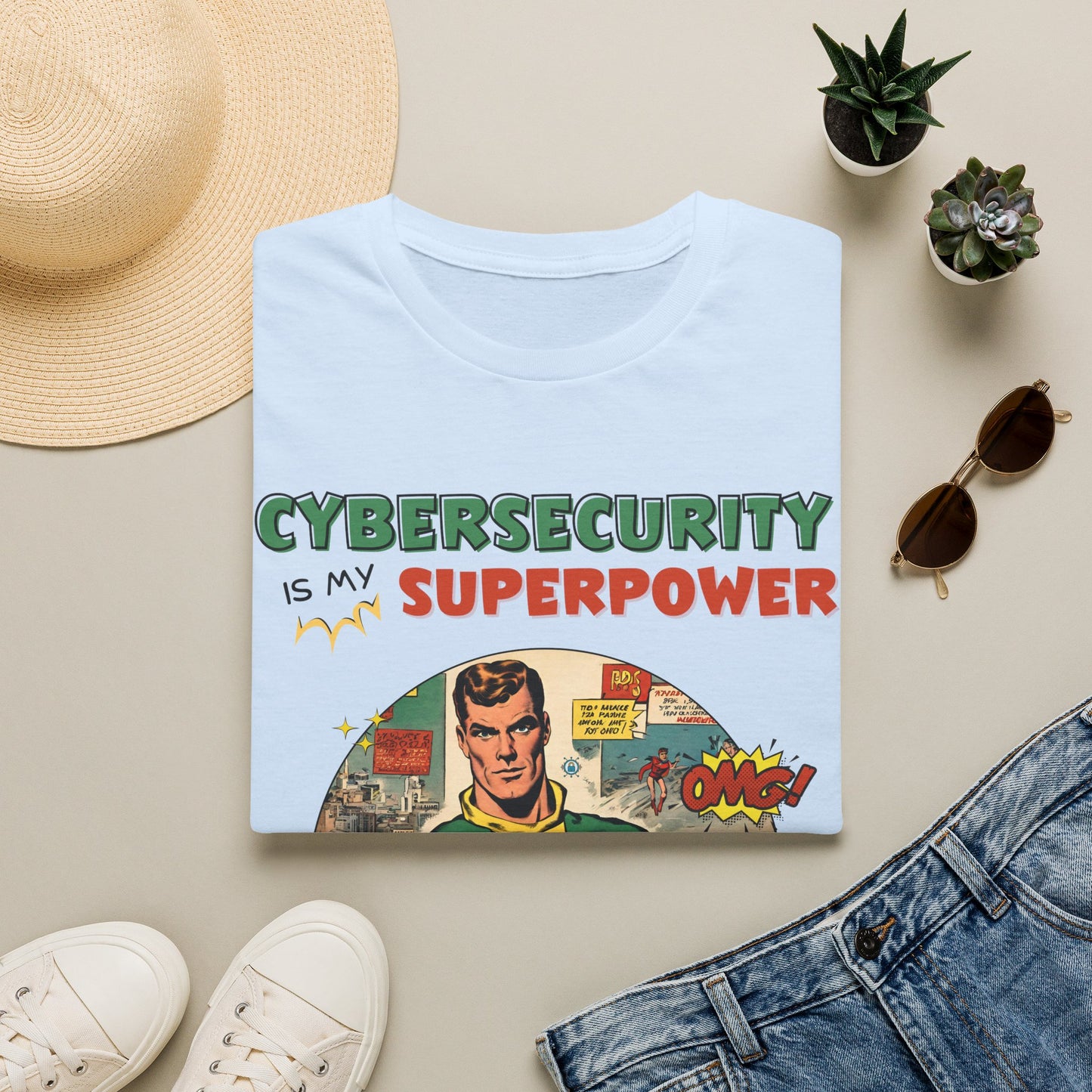 Cyber Security is my Superpower shirt | Cybersecurity Superhero shirt | Vintage Comic book style