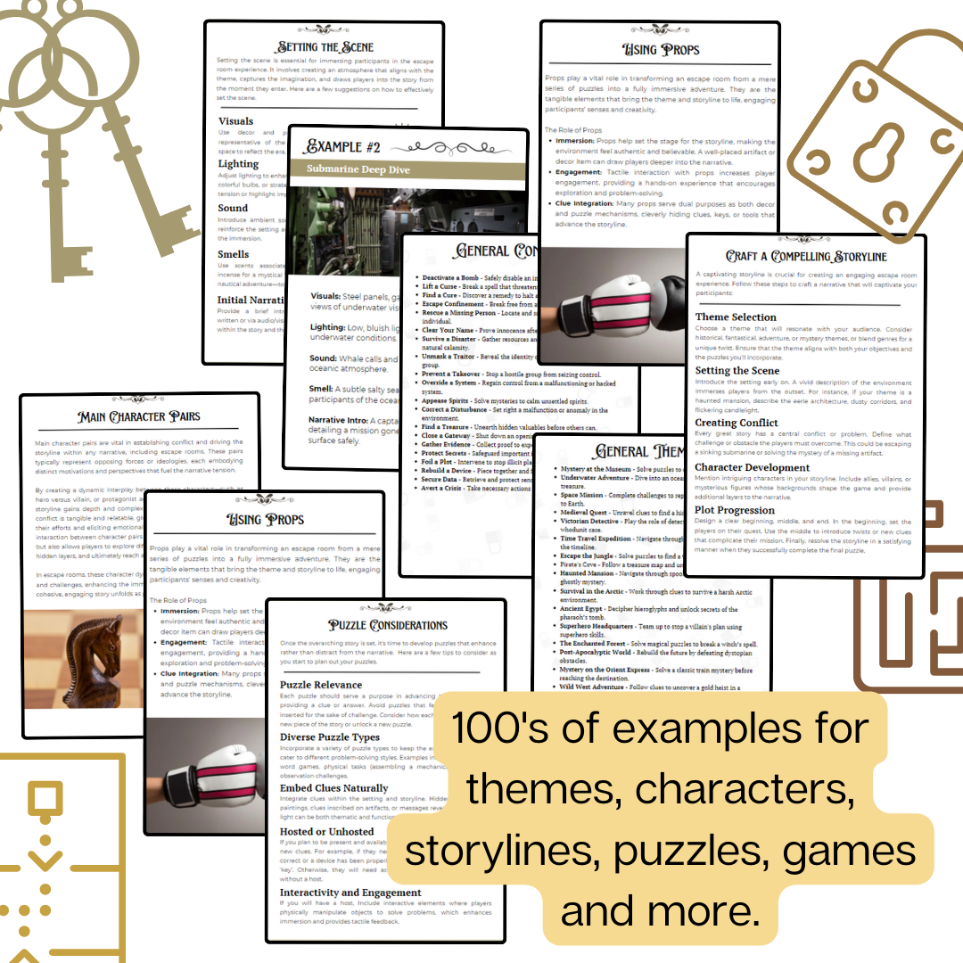 Escape Room Party Guide: Create Your Own CUSTOM Escape Room: with Themes, Characters, Games, & Puzzle Ideas |Instant Download