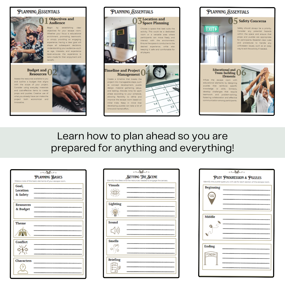 Escape Room Party Guide: Create Your Own CUSTOM Escape Room: with Themes, Characters, Games, & Puzzle Ideas |Instant Download