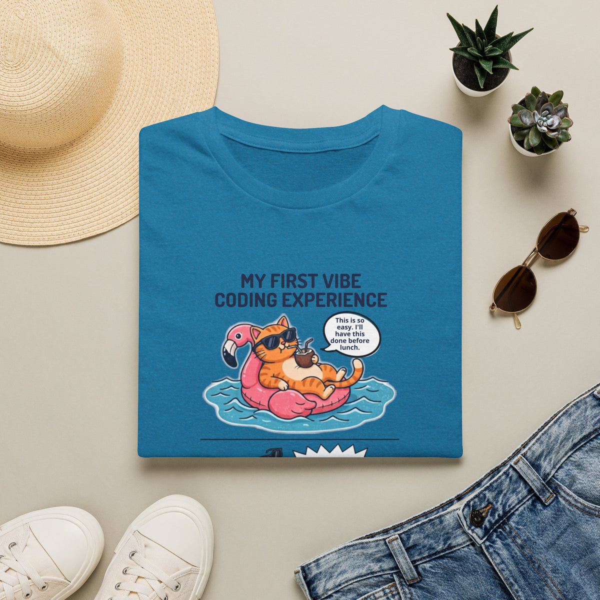 Hilarious Vibe Coder shirt | Cat is Vibe Coding until it's time to Debug | Debugging Nightmare for Vibe Coders | Funny Tech shirt