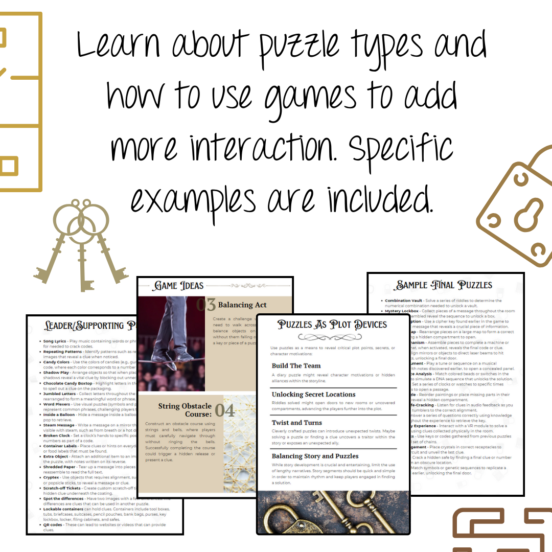 Escape Room Party Guide: Create Your Own CUSTOM Escape Room: with Themes, Characters, Games, & Puzzle Ideas |Instant Download