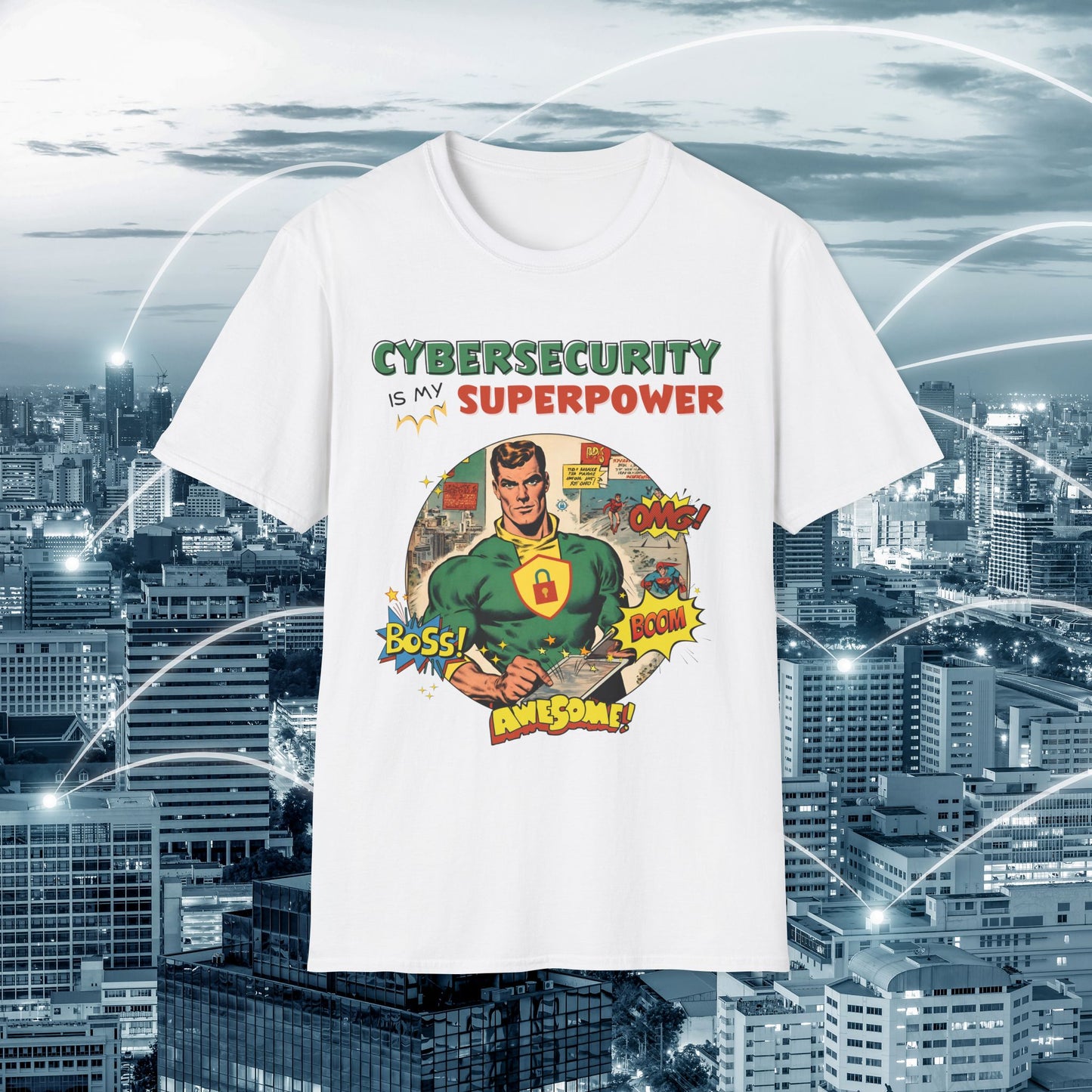 Cyber Security is my Superpower shirt | Cybersecurity Superhero shirt | Vintage Comic book style