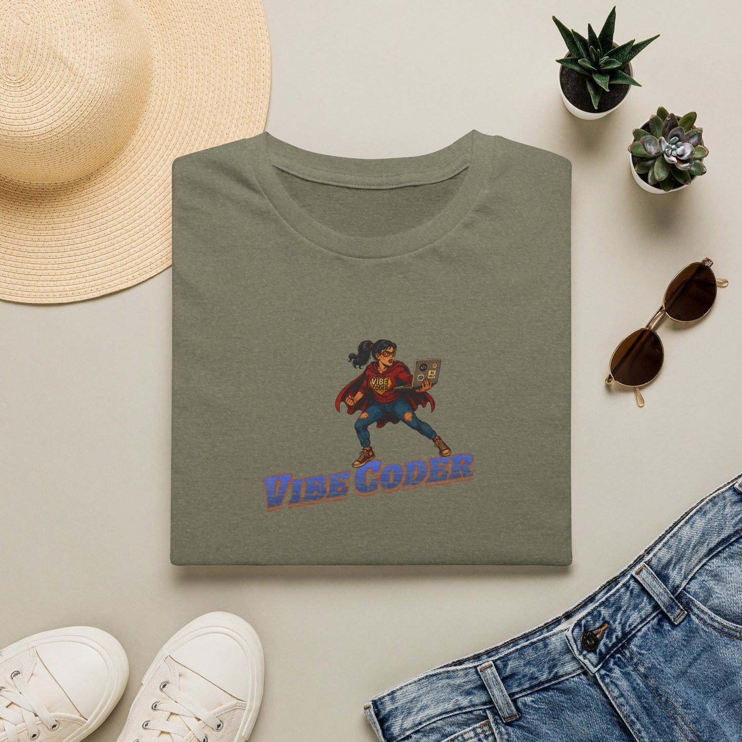 Vibe Coder LIfestyle Shirt | Super Hero Girl Vibe Coding | Funny Tech shirt for Women | Girls in STEM shirt