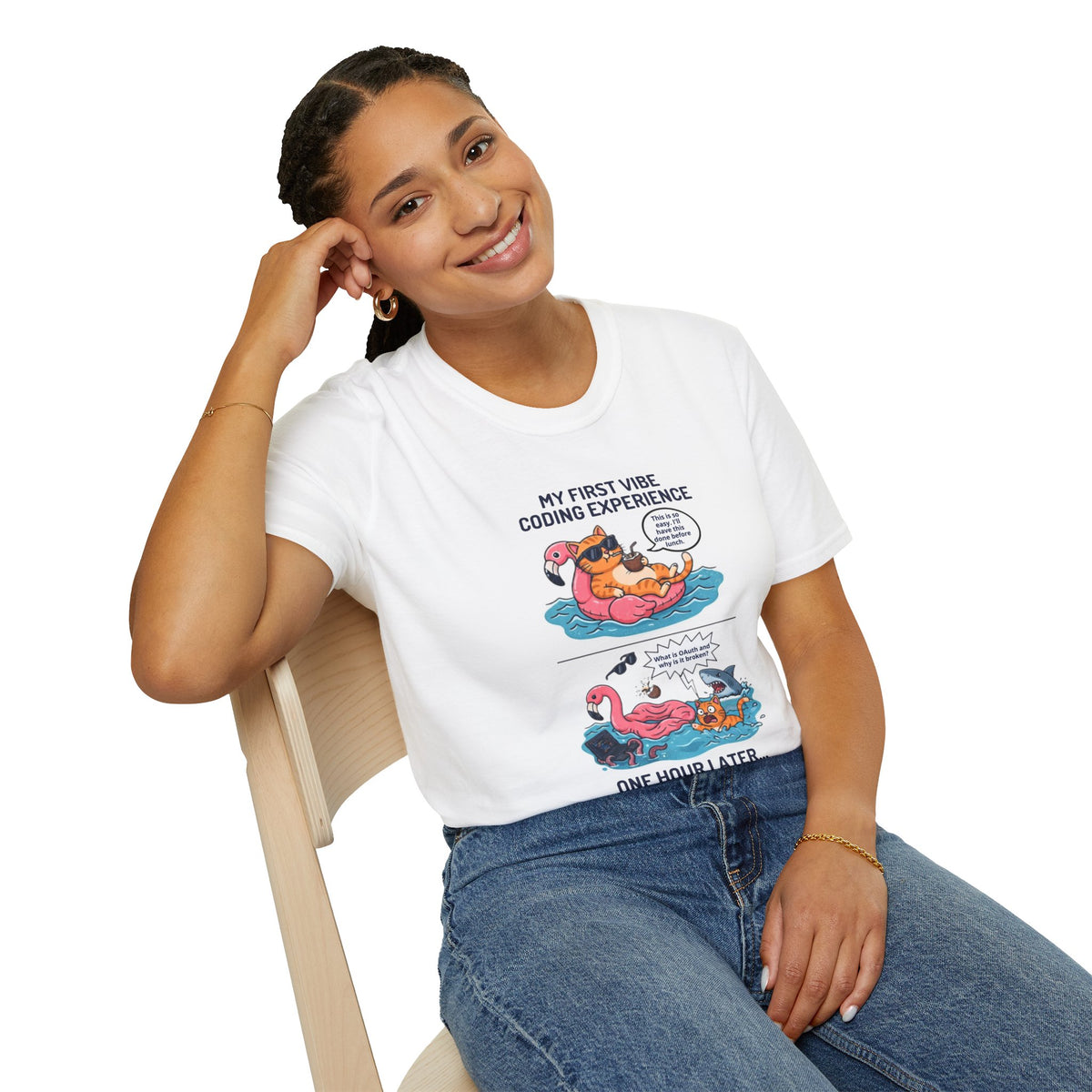 Hilarious Vibe Coder shirt | Cat is Vibe Coding until it's time to Debug | Debugging Nightmare for Vibe Coders | Funny Tech shirt