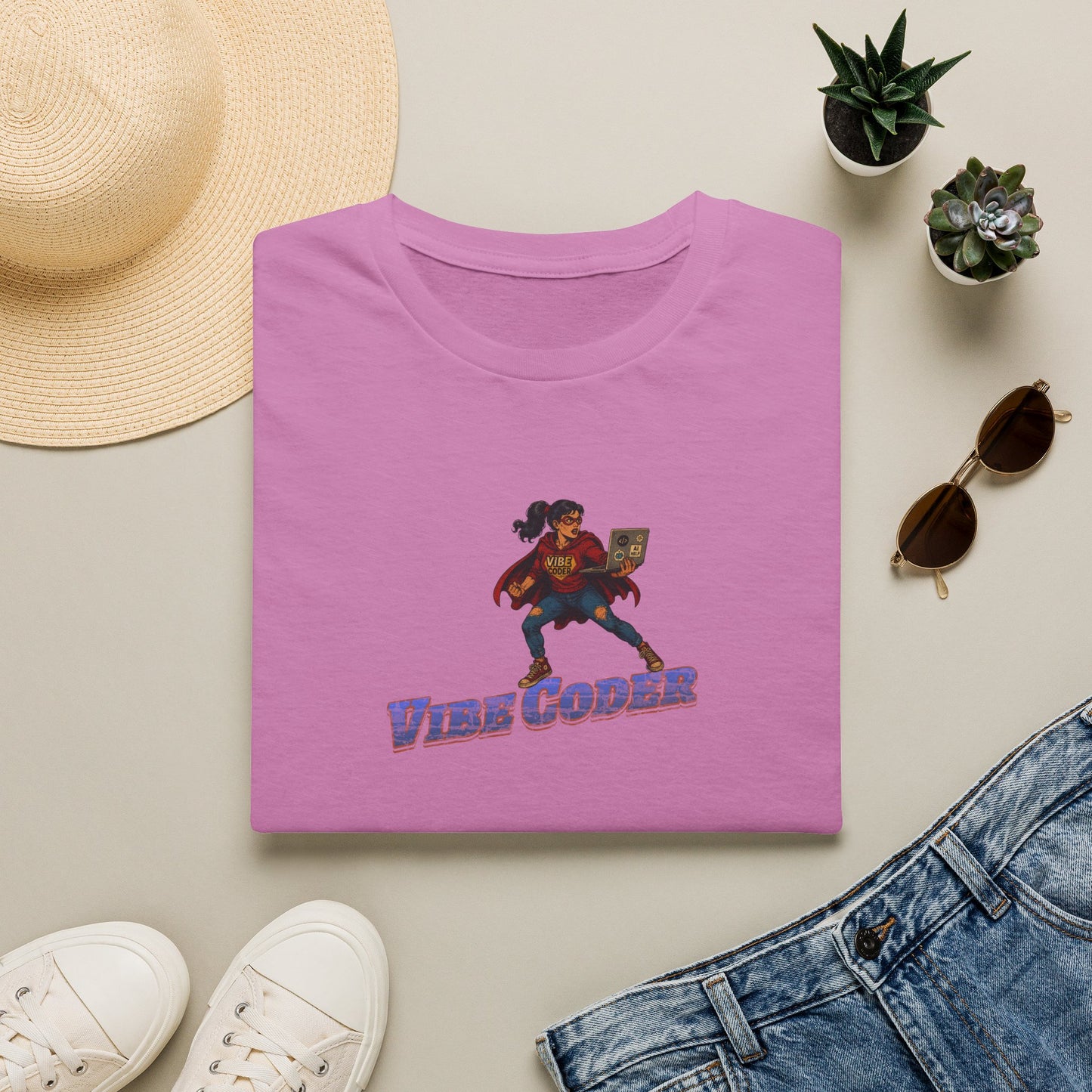 Vibe Coder LIfestyle Shirt | Super Hero Girl Vibe Coding | Funny Tech shirt for Women | Girls in STEM shirt