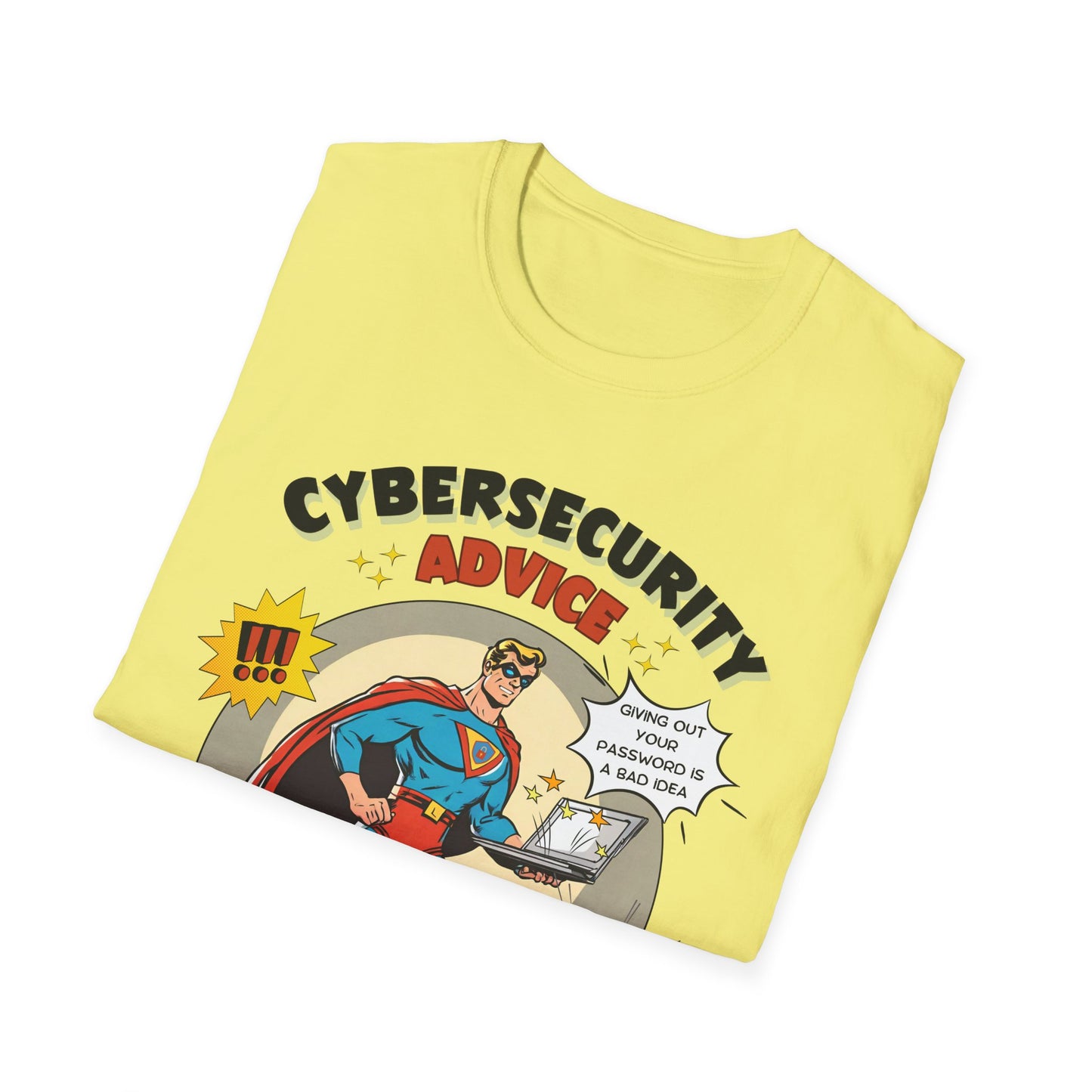 Men in stem Superhero shirt | Male Cybersecurity Advice | Vintage comic style