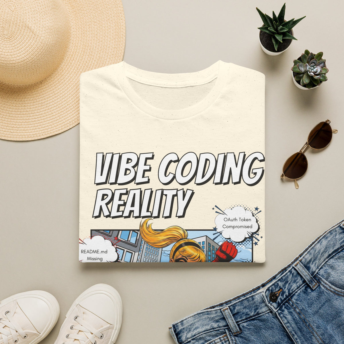 Vibe Coding Reality T-Shirt | Funny Female Senior Dev Super Hero |  Programmer Comic Tee | Vibe Coders are Fueled by Dreams