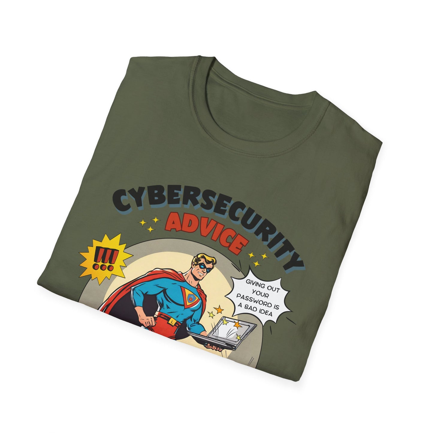 Men in stem Superhero shirt | Male Cybersecurity Advice | Vintage comic style