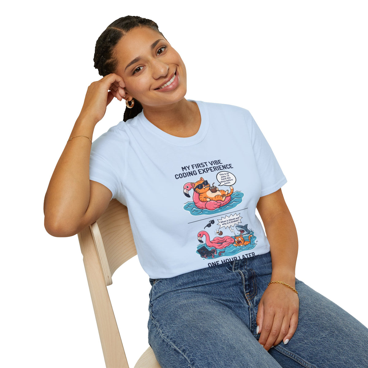 Hilarious Vibe Coder shirt | Cat is Vibe Coding until it's time to Debug | Debugging Nightmare for Vibe Coders | Funny Tech shirt