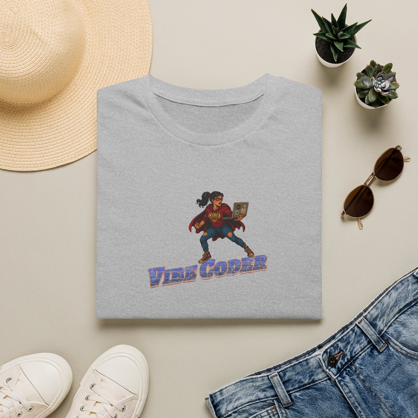 Vibe Coder LIfestyle Shirt | Super Hero Girl Vibe Coding | Funny Tech shirt for Women | Girls in STEM shirt