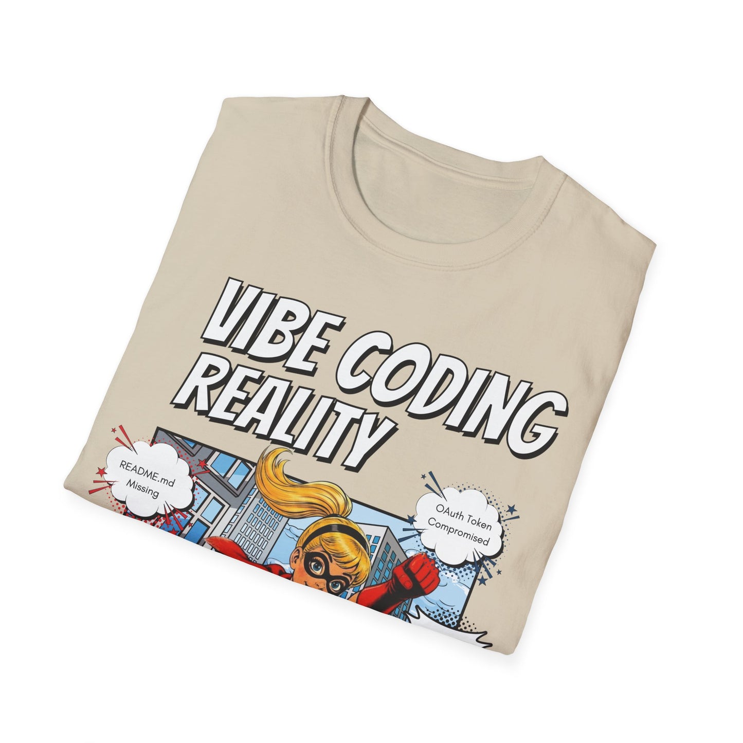 Vibe Coding Reality T-Shirt | Funny Female Senior Dev Super Hero |  Programmer Comic Tee | Vibe Coders are Fueled by Dreams