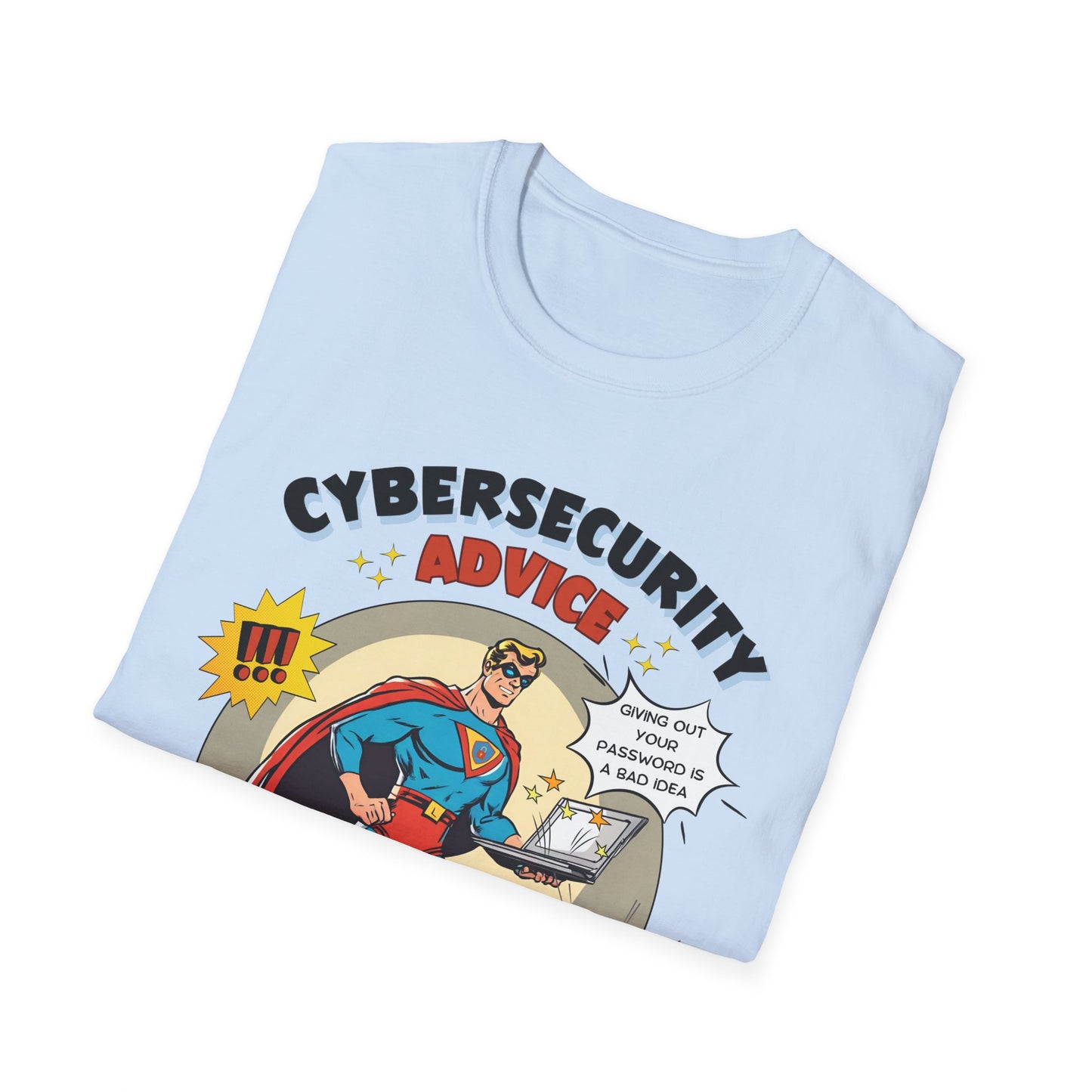 Men in stem Superhero shirt | Male Cybersecurity Advice | Vintage comic style