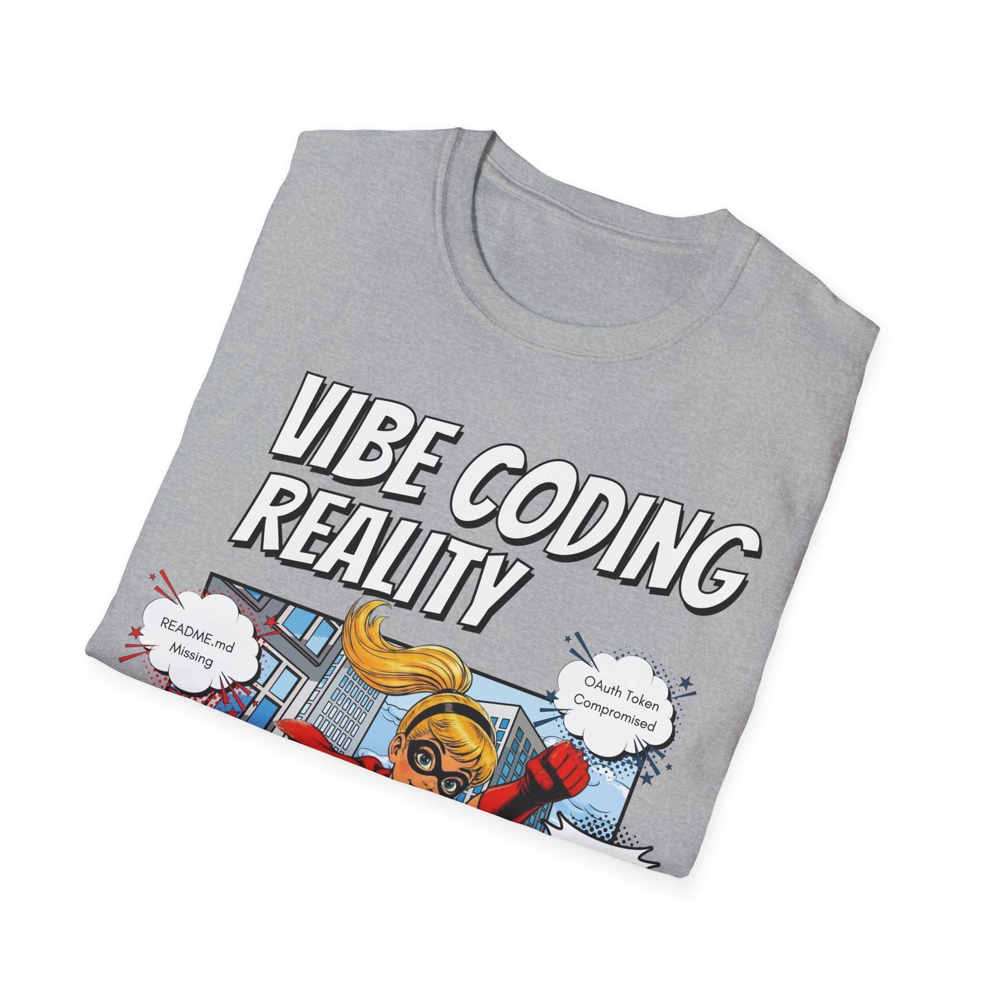 Vibe Coding Reality T-Shirt | Funny Female Senior Dev Super Hero |  Programmer Comic Tee | Vibe Coders are Fueled by Dreams