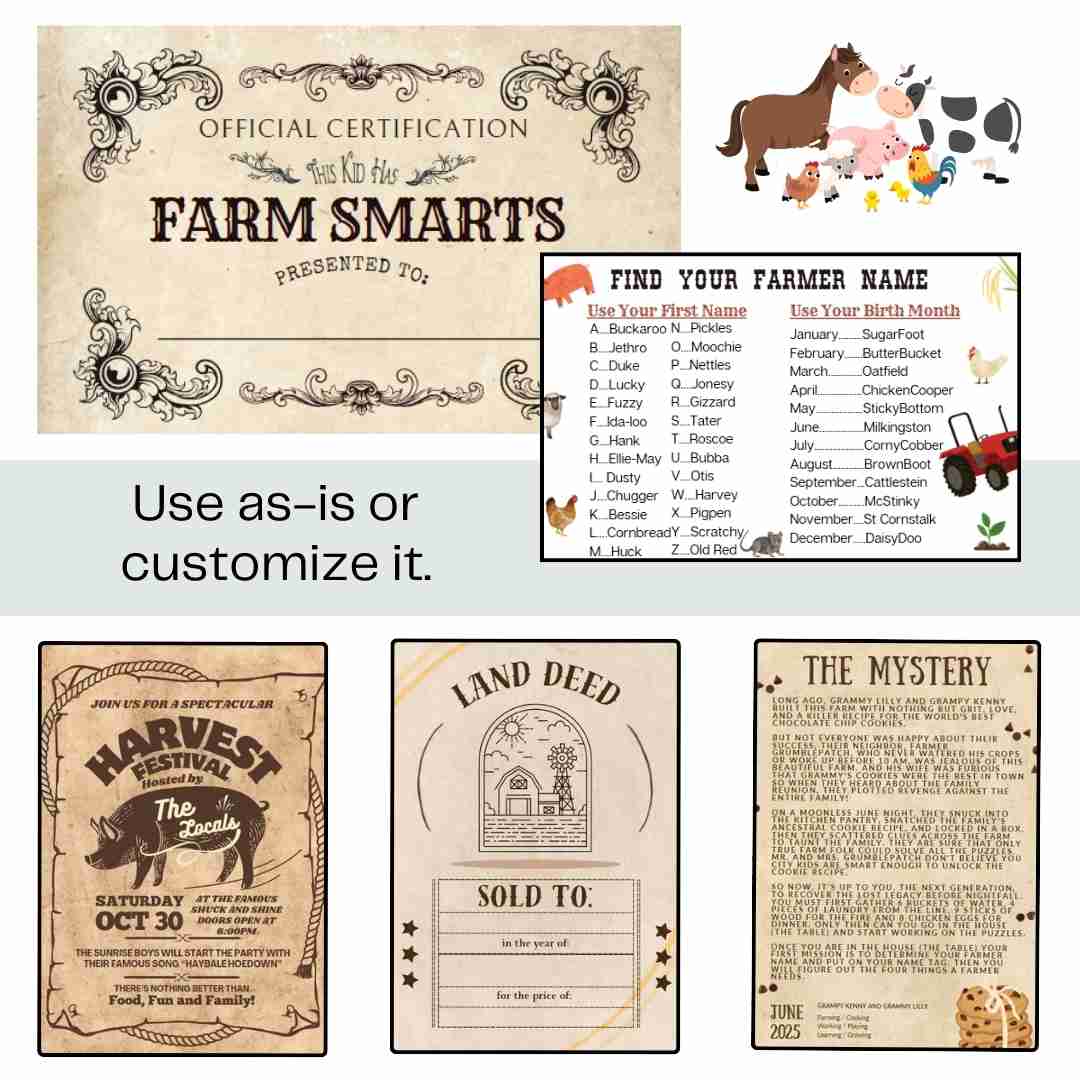Escape Room for Family Reunions | Editable & Customizable Farm Life Escape Room | Digital Download