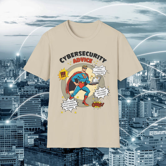 Men in stem Superhero shirt | Male Cybersecurity Advice | Vintage comic style