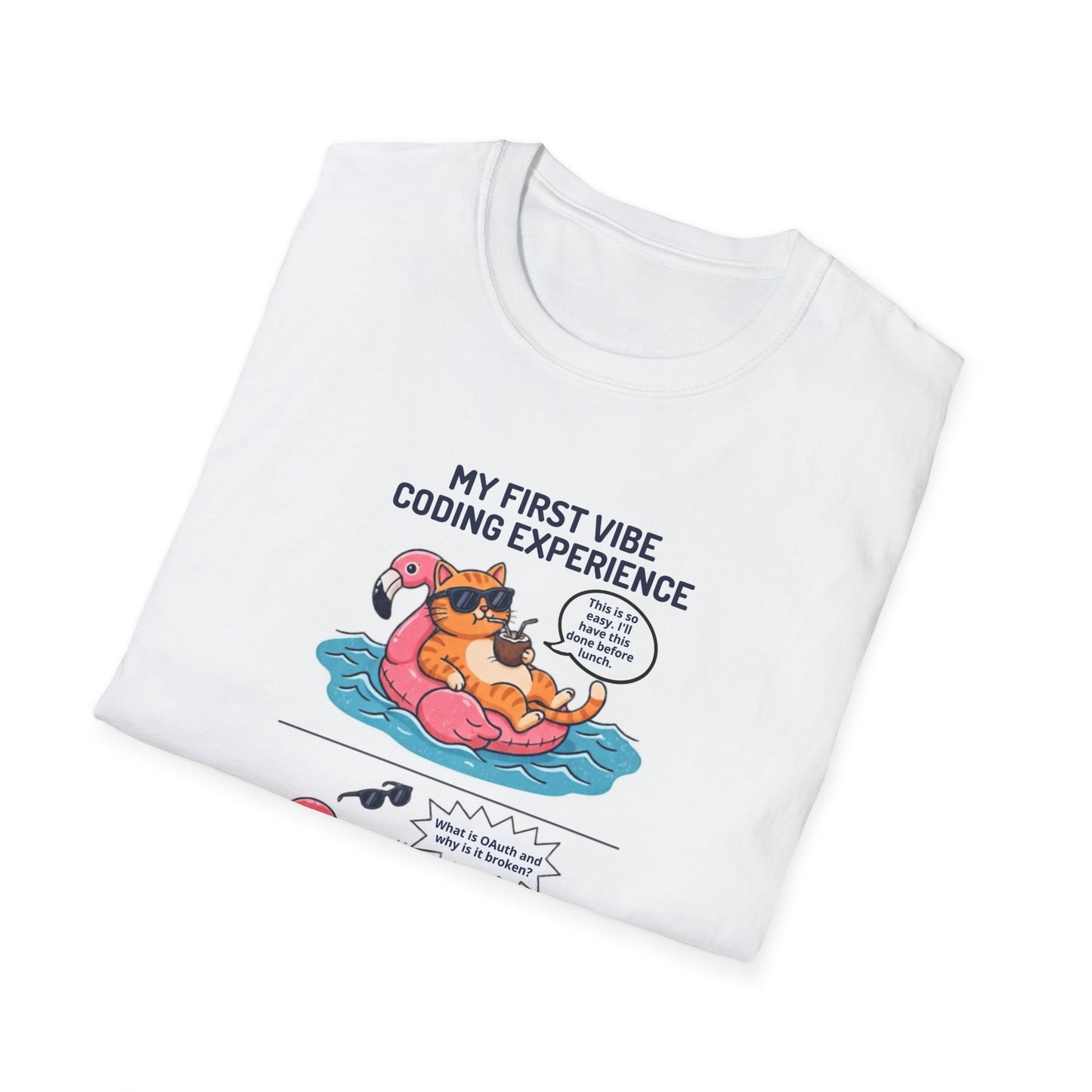 Hilarious Vibe Coder shirt | Cat is Vibe Coding until it's time to Debug | Debugging Nightmare for Vibe Coders | Funny Tech shirt