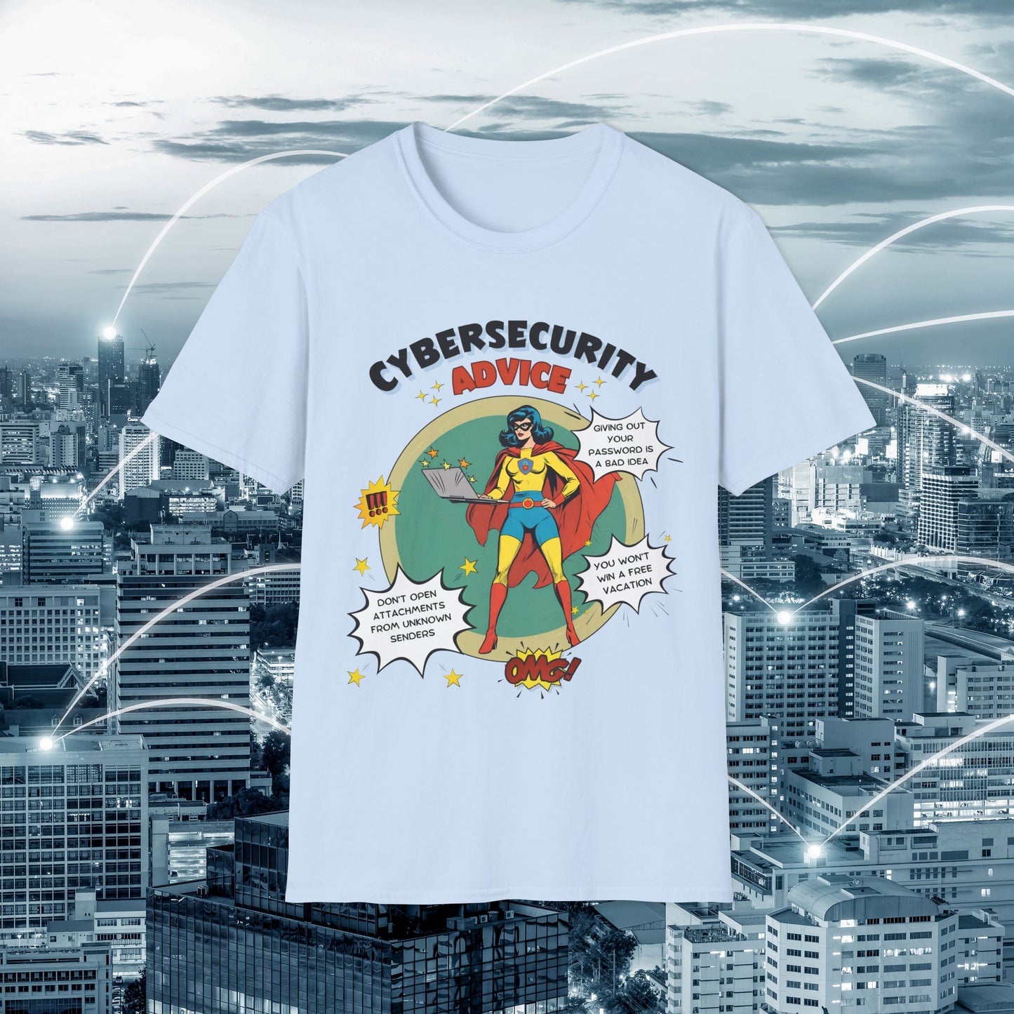 Women in stem Superhero shirt | Female Cybersecurity Advice | Vintage comic style