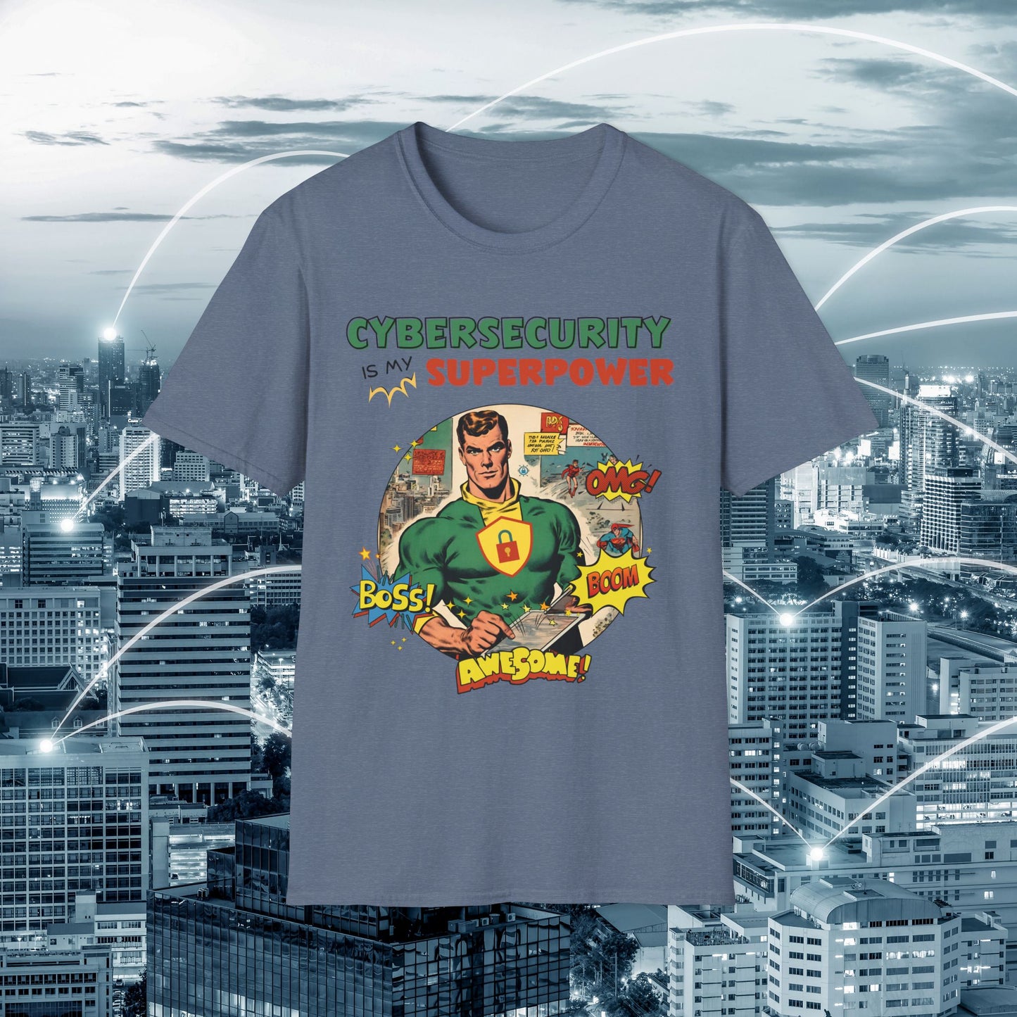 Cyber Security is my Superpower shirt | Cybersecurity Superhero shirt | Vintage Comic book style