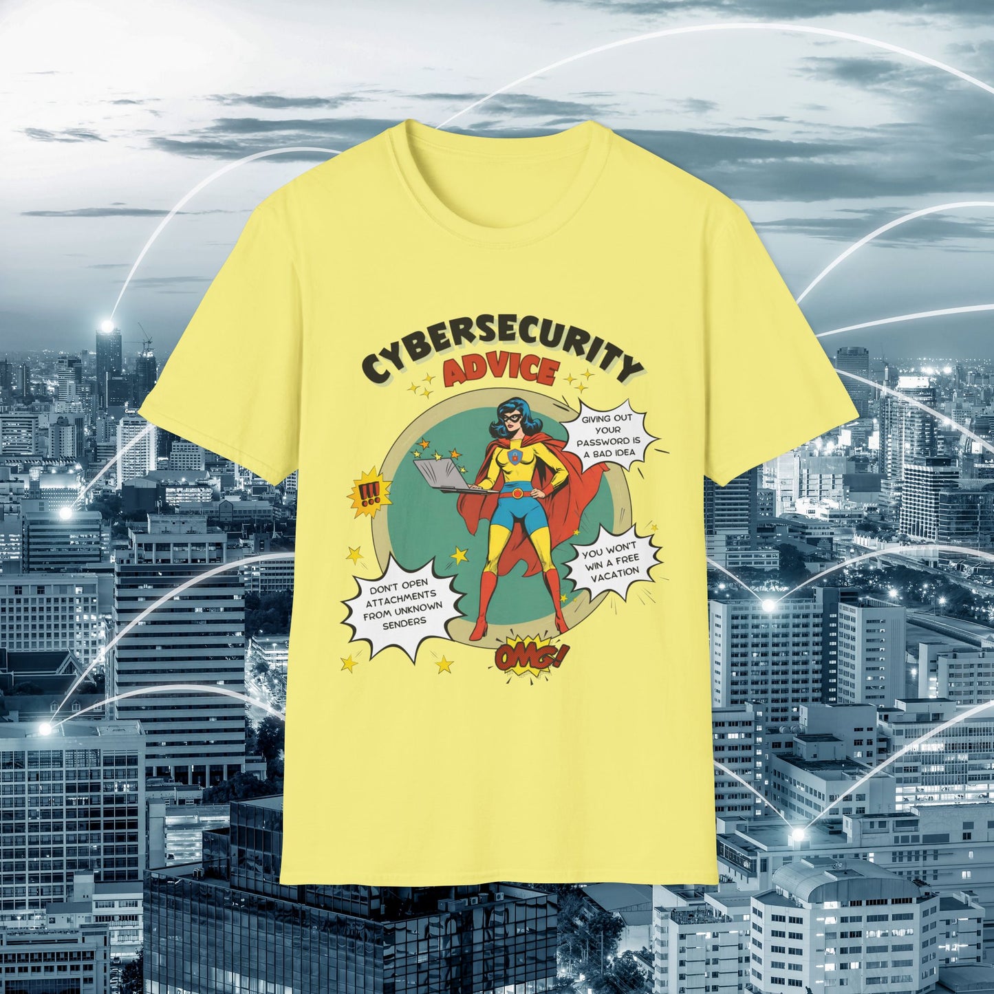 Women in stem Superhero shirt | Female Cybersecurity Advice | Vintage comic style