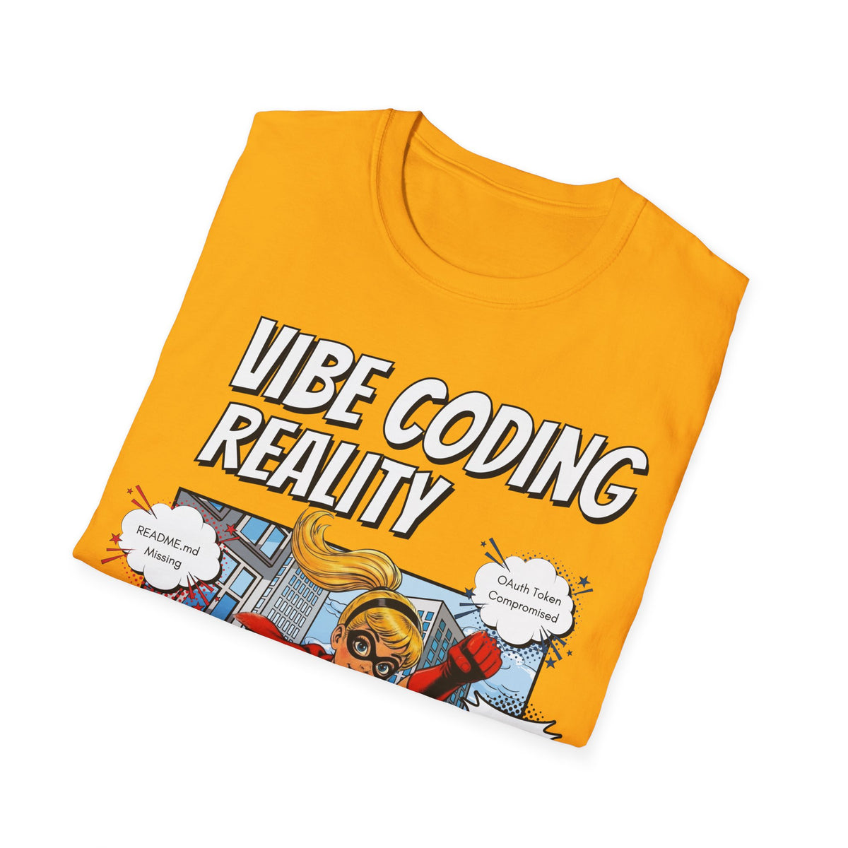 Vibe Coding Reality T-Shirt | Funny Female Senior Dev Super Hero |  Programmer Comic Tee | Vibe Coders are Fueled by Dreams
