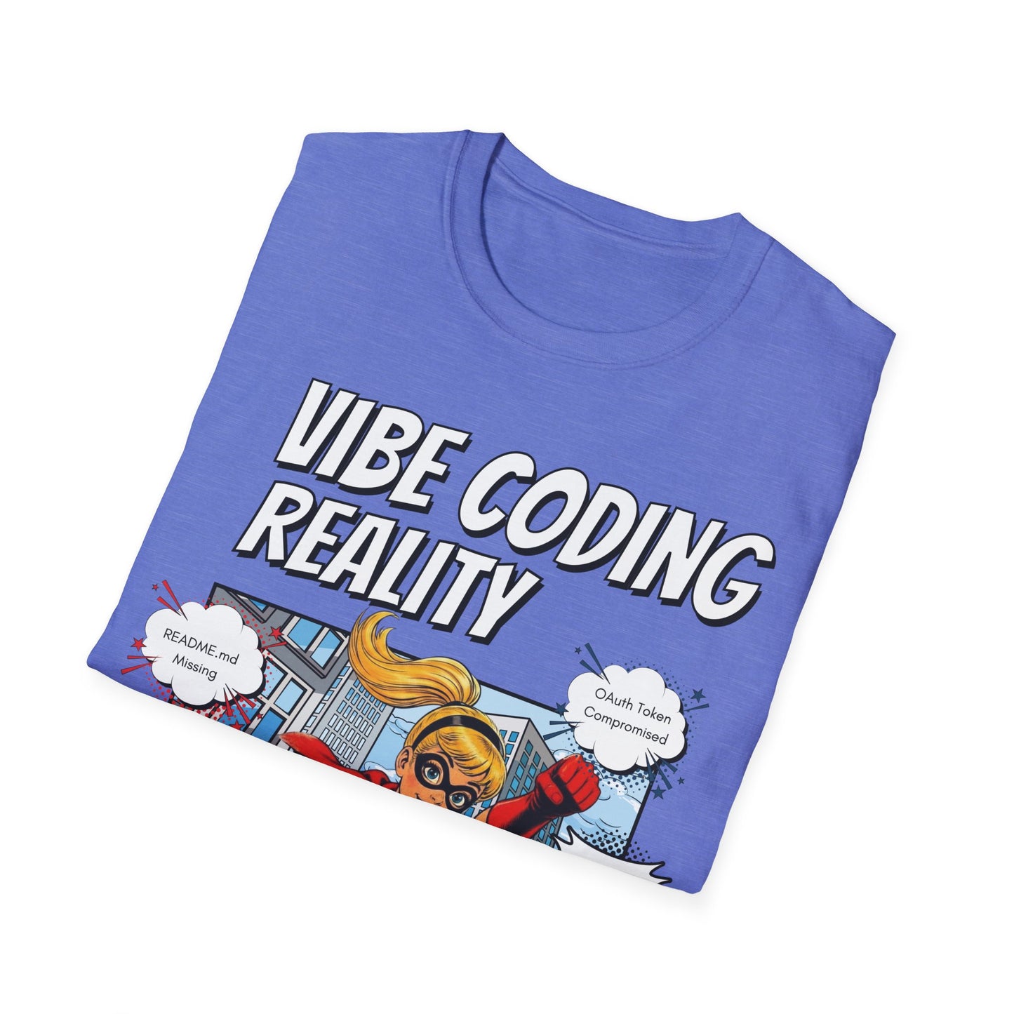 Vibe Coding Reality T-Shirt | Funny Female Senior Dev Super Hero |  Programmer Comic Tee | Vibe Coders are Fueled by Dreams