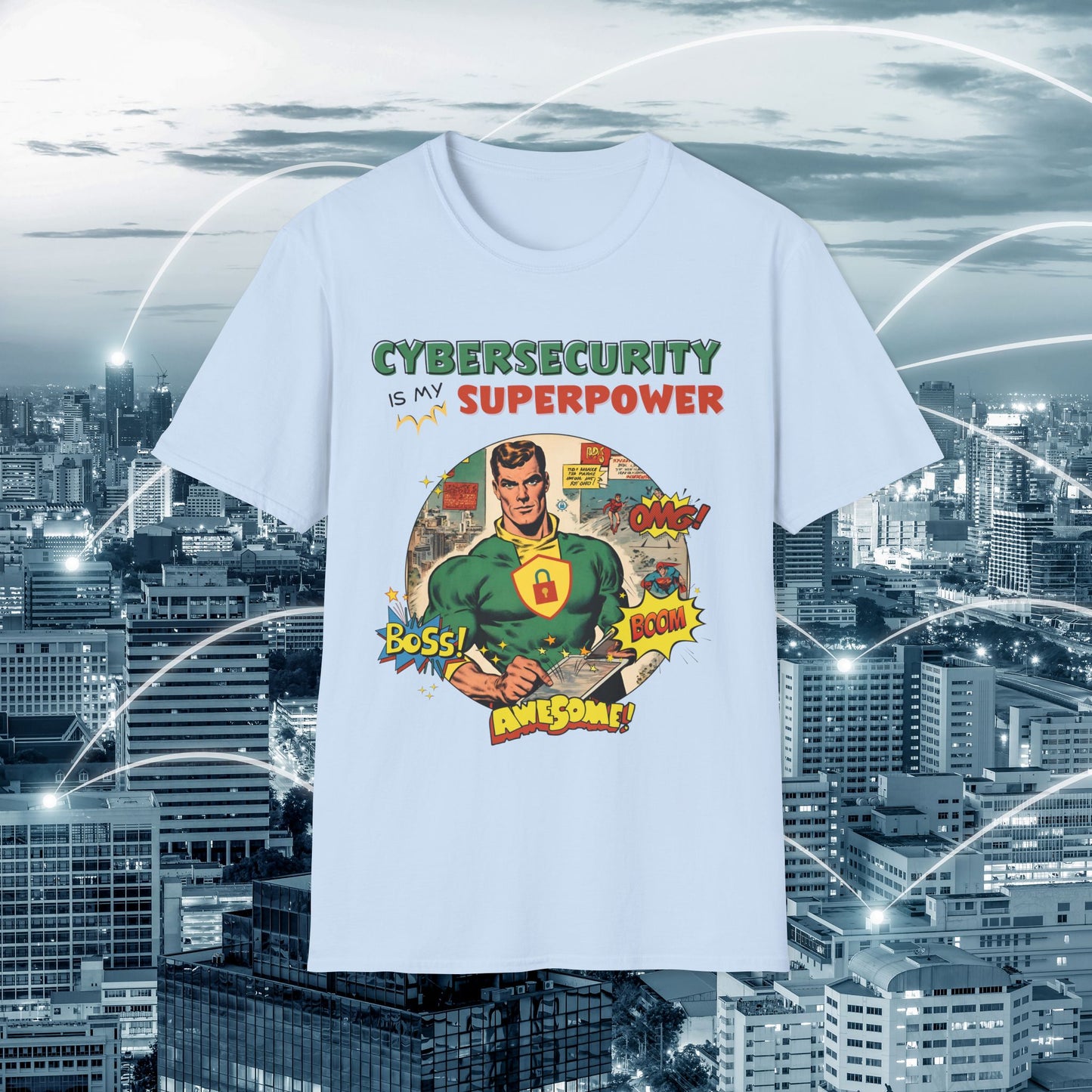 Cyber Security is my Superpower shirt | Cybersecurity Superhero shirt | Vintage Comic book style