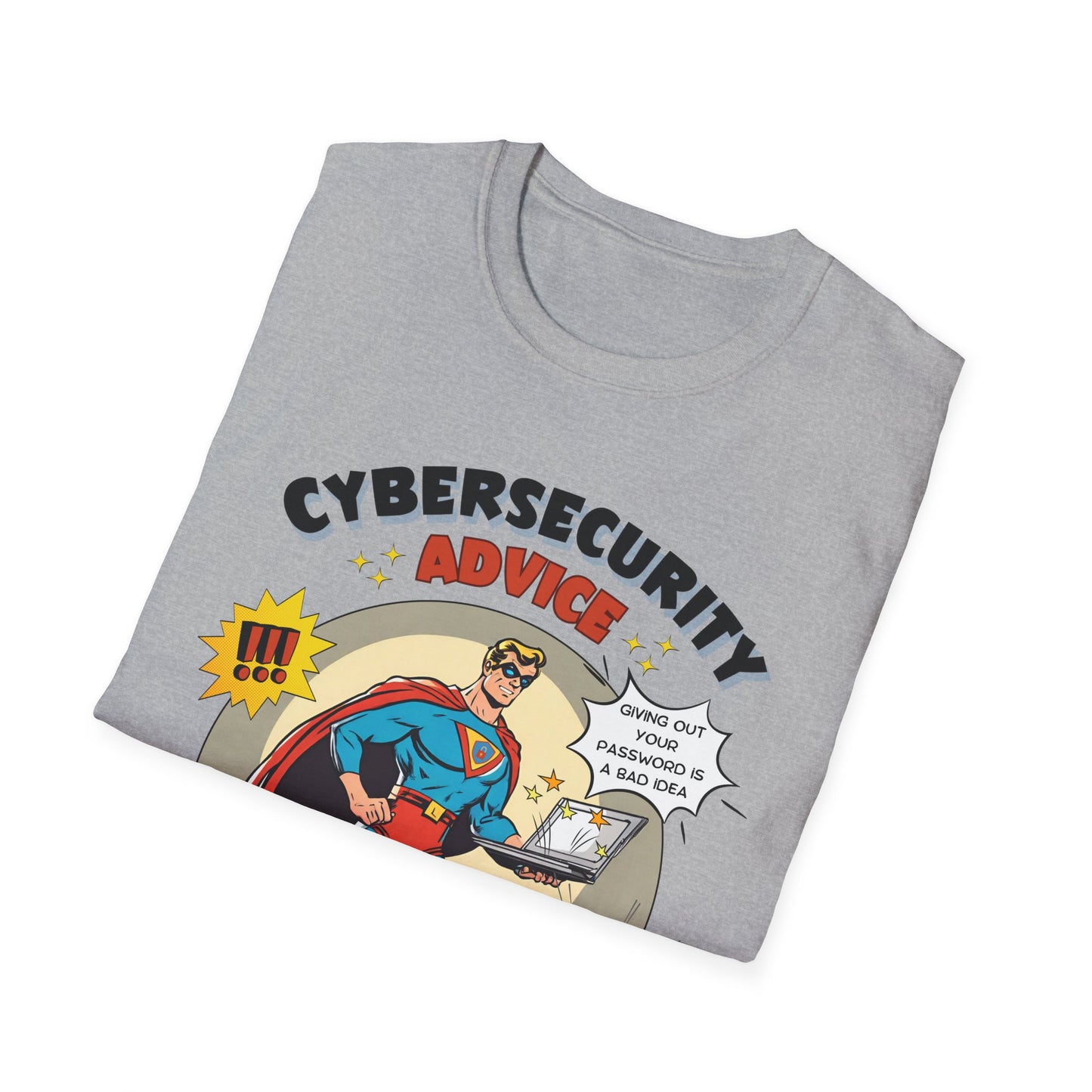 Men in stem Superhero shirt | Male Cybersecurity Advice | Vintage comic style