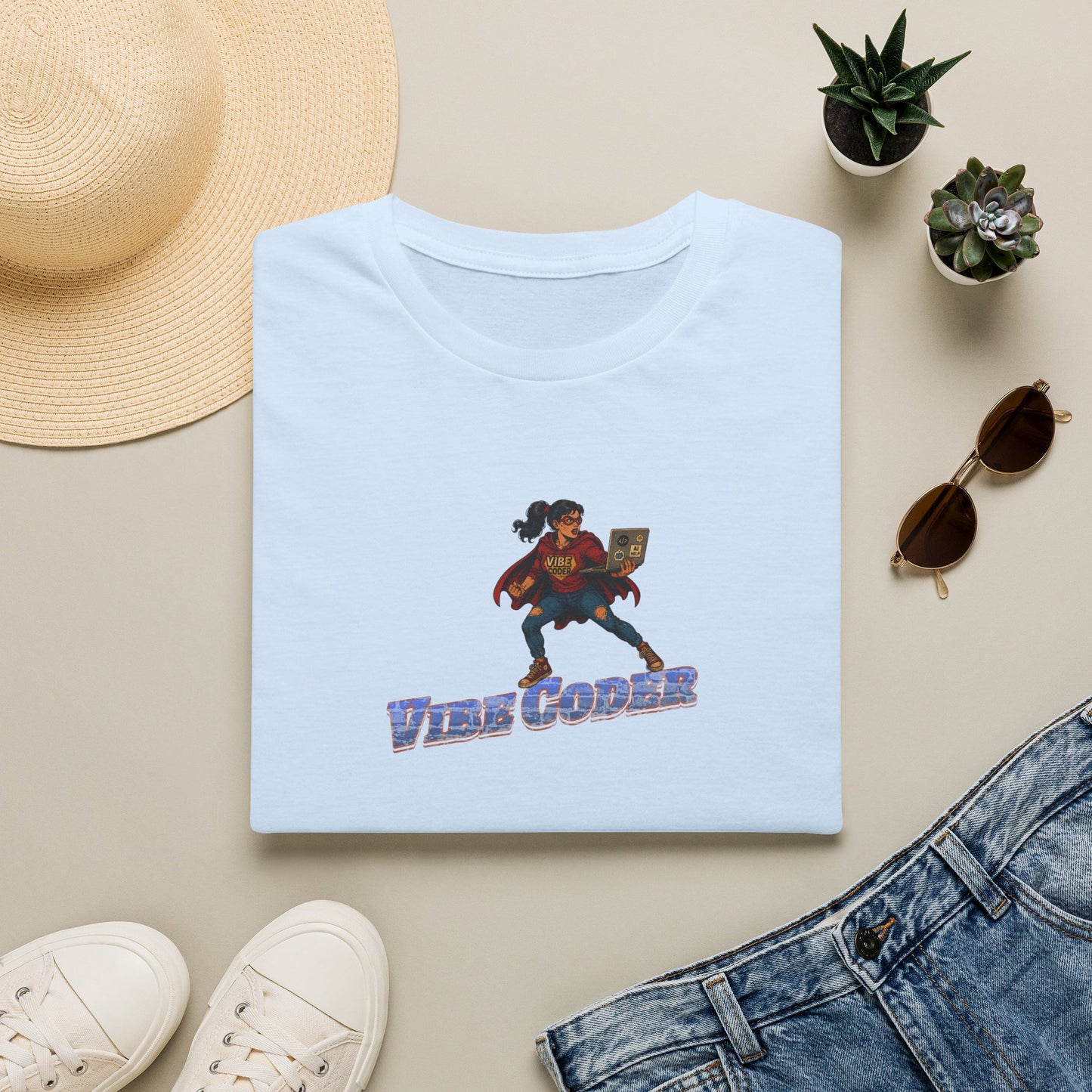 Vibe Coder LIfestyle Shirt | Super Hero Girl Vibe Coding | Funny Tech shirt for Women | Girls in STEM shirt