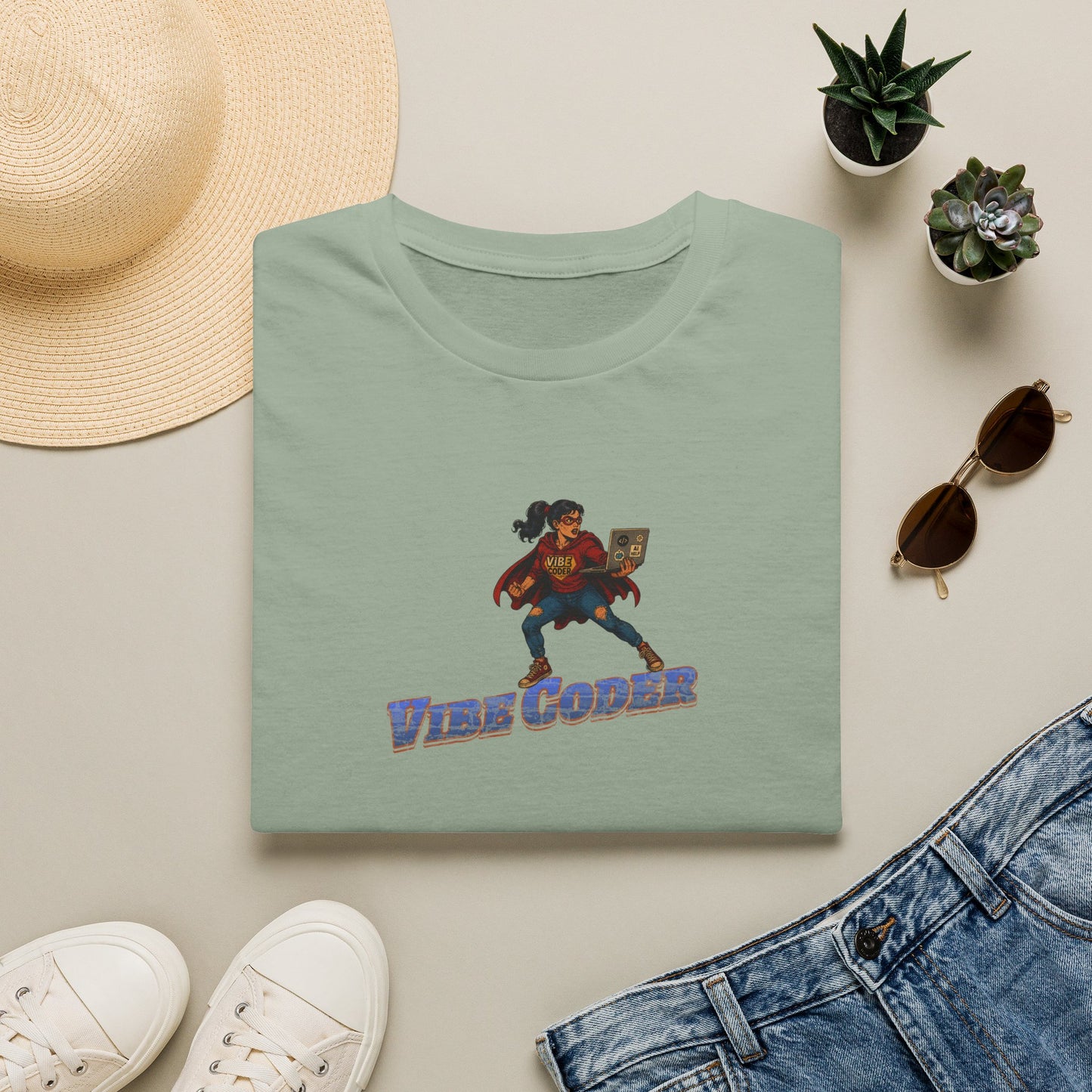 Vibe Coder LIfestyle Shirt | Super Hero Girl Vibe Coding | Funny Tech shirt for Women | Girls in STEM shirt