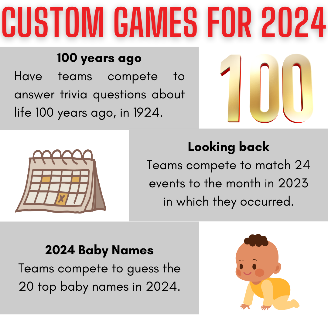 New Years Games Set 3: 5 NYE Games for 2024 New Years Eve Party | Customized for 2024 | Find Your 2025 Year of the Snake Name | Instant Download