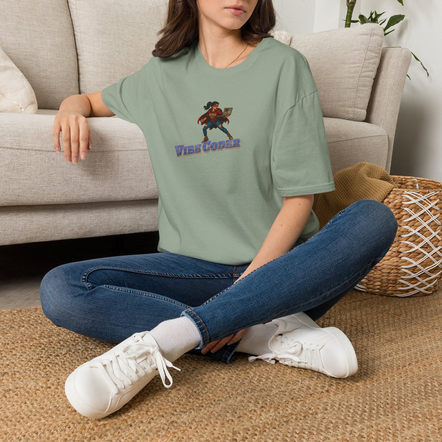 Vibe Coder LIfestyle Shirt | Super Hero Girl Vibe Coding | Funny Tech shirt for Women | Girls in STEM shirt