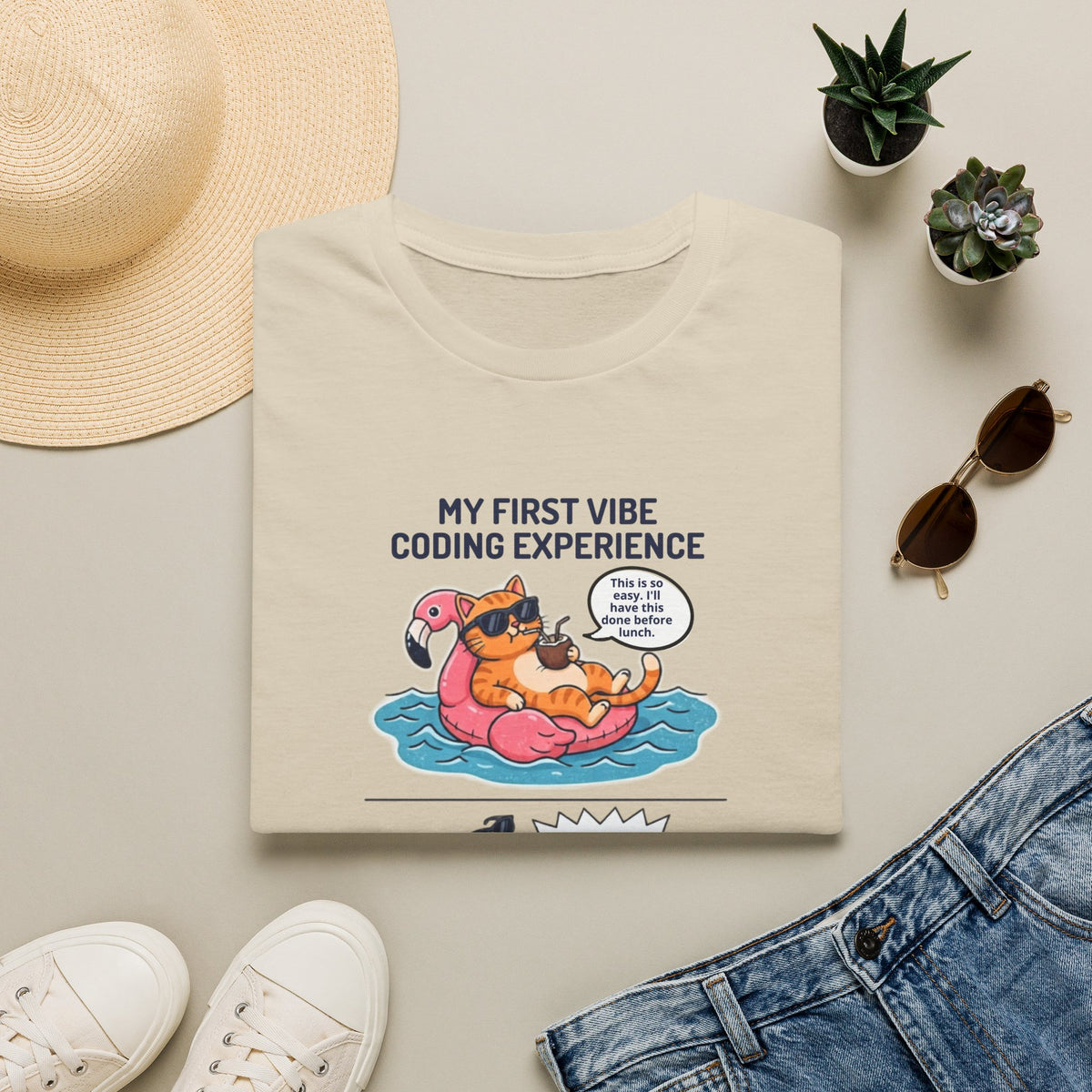 Hilarious Vibe Coder shirt | Cat is Vibe Coding until it's time to Debug | Debugging Nightmare for Vibe Coders | Funny Tech shirt