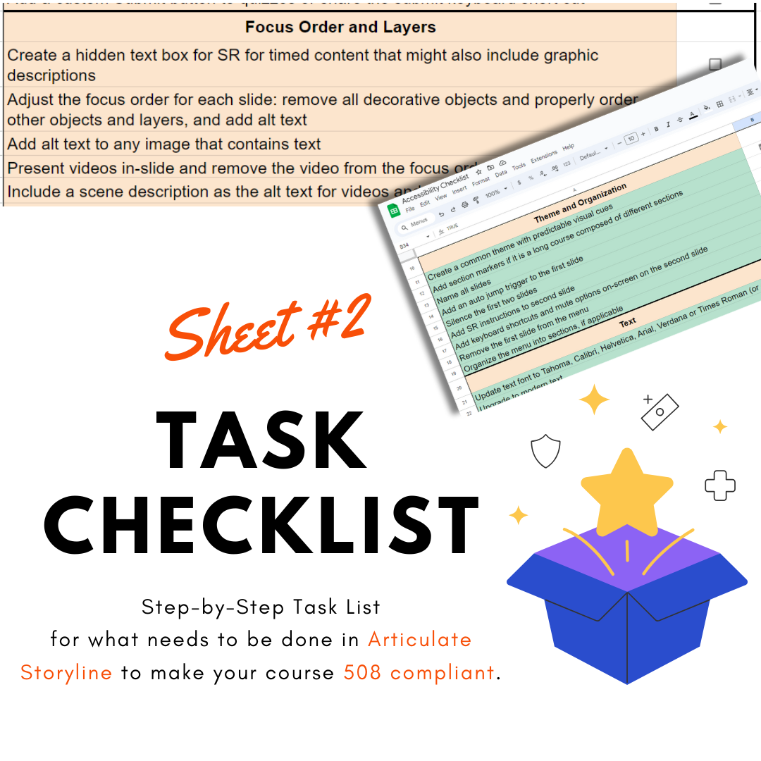 Accessibility: Storyline Guidelines Checklist for WCAG 2.1 ADA and Section 508 Compliance | Instant Download