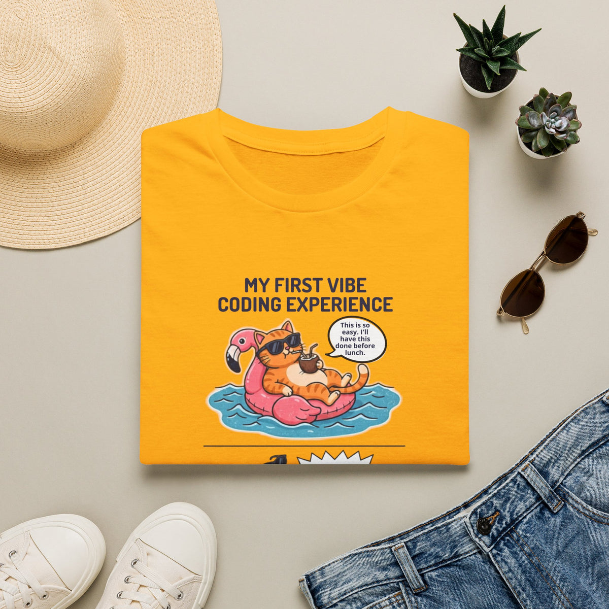 Hilarious Vibe Coder shirt | Cat is Vibe Coding until it's time to Debug | Debugging Nightmare for Vibe Coders | Funny Tech shirt