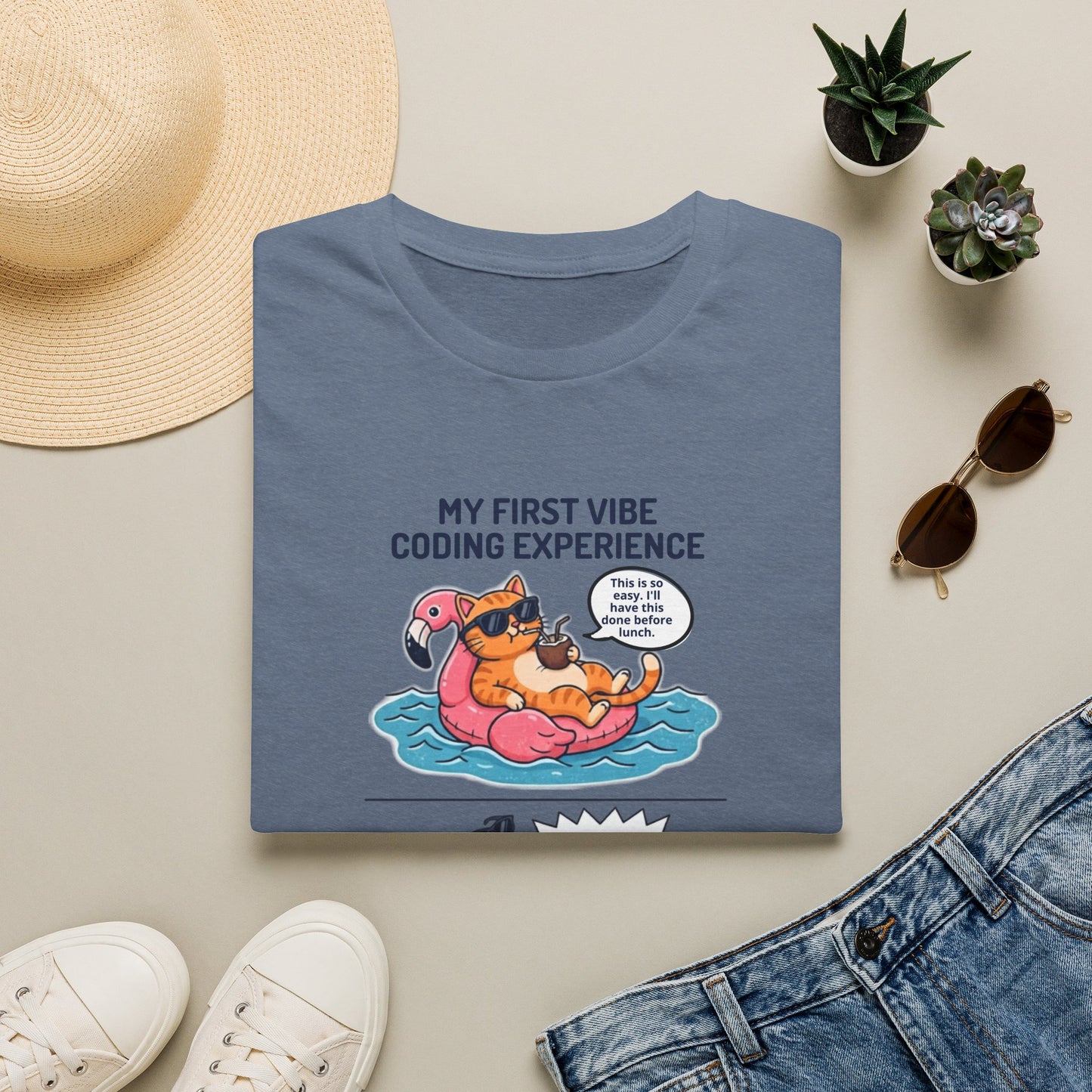 Hilarious Vibe Coder shirt | Cat is Vibe Coding until it's time to Debug | Debugging Nightmare for Vibe Coders | Funny Tech shirt