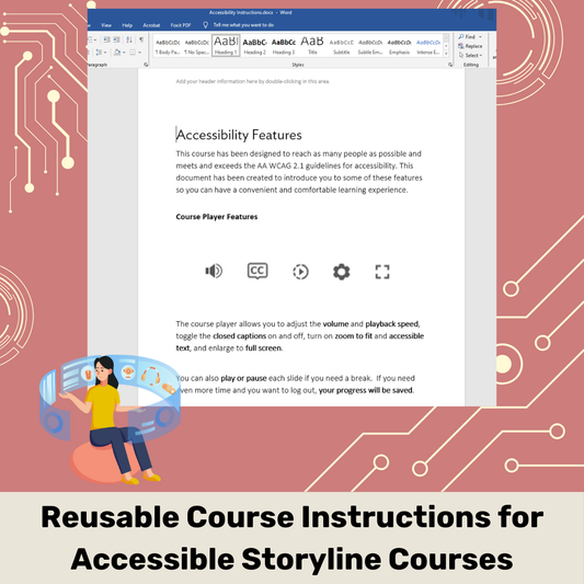 Accessibility: Instructions to Include with an Articulate Storyline SCORM course | Reusable Word document | Instant Download