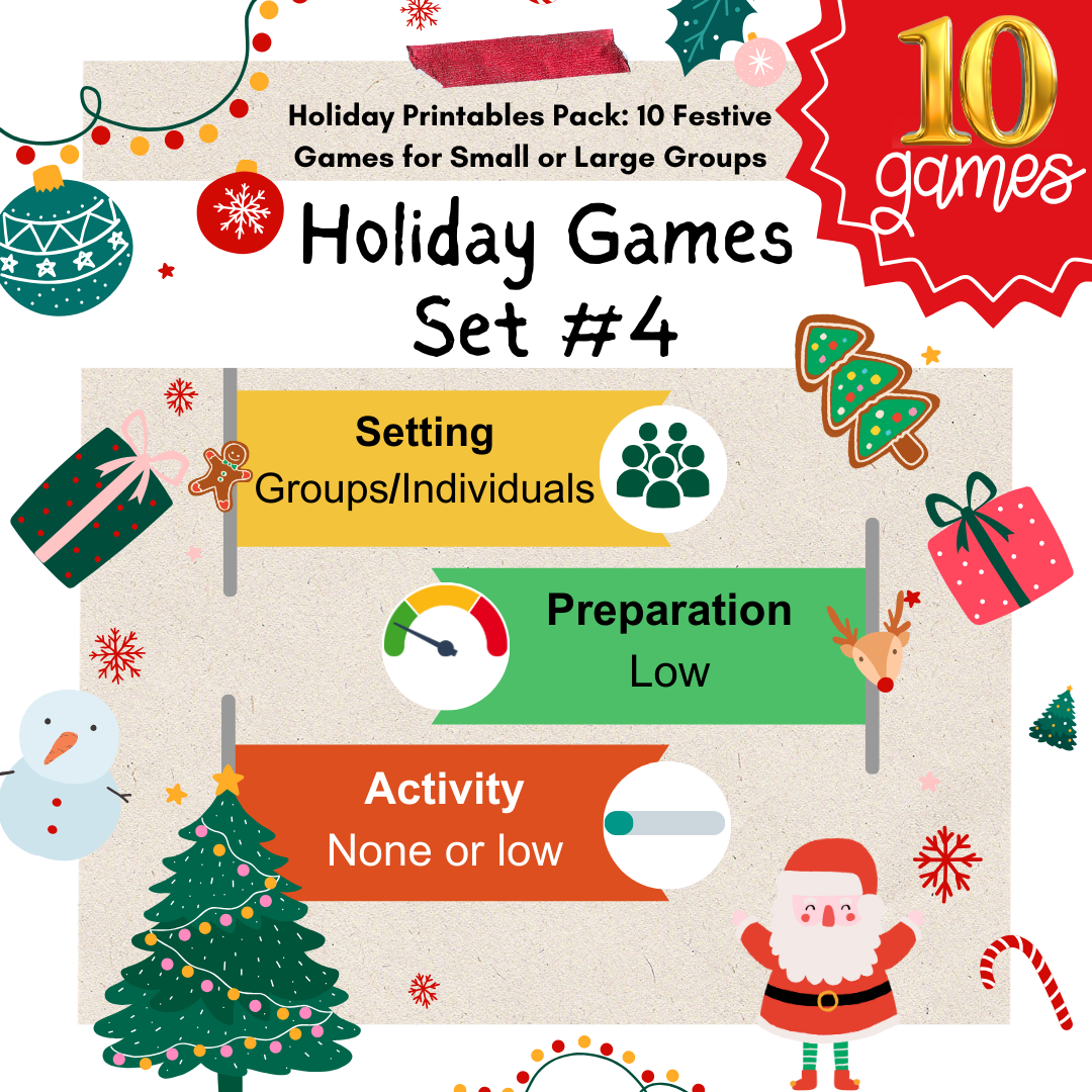 Christmas Games Set 4: 10 Printables for Office or Family Parties | Ugly Sweater Name | Who is like Santa | Cell Phone | Instant Download